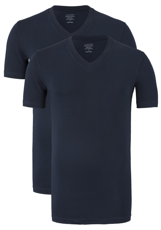 Claesen's Basics T-shirts (2-pack), heren T-shirts V-hals, blauw Claesen's Basics T-shirts (2-pack), heren T-shirts V-hals, blauw
