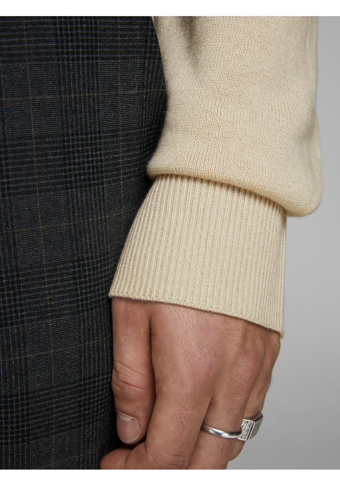 image_8_jj__3227854__detail1jpgvcb89d12db11123a5774dc7ff7a8bacc6aeba JACK & JONES Emil knit roll neck slim fit, heren pullover viscosemengsel met col, beige melange