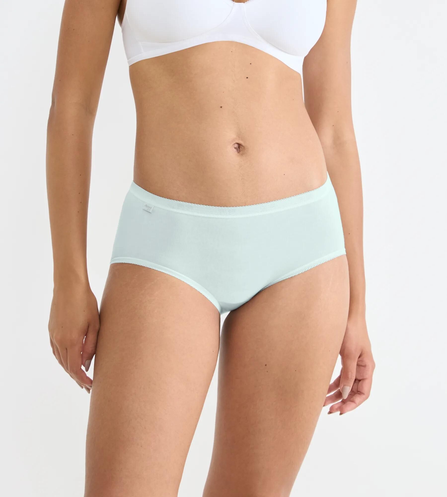 Sloggi Women Basic+ Midi (4-pack), dames slip, wit, lichtblauw, lichtgroen en grijs