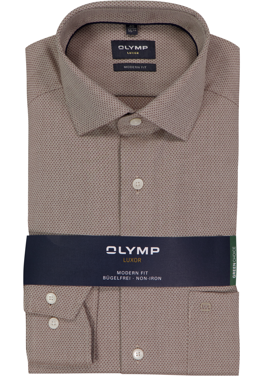 OLYMP Luxor modern fit overhemd, structuur, noga bruin OLYMP Luxor modern fit overhemd, structuur, noga bruin