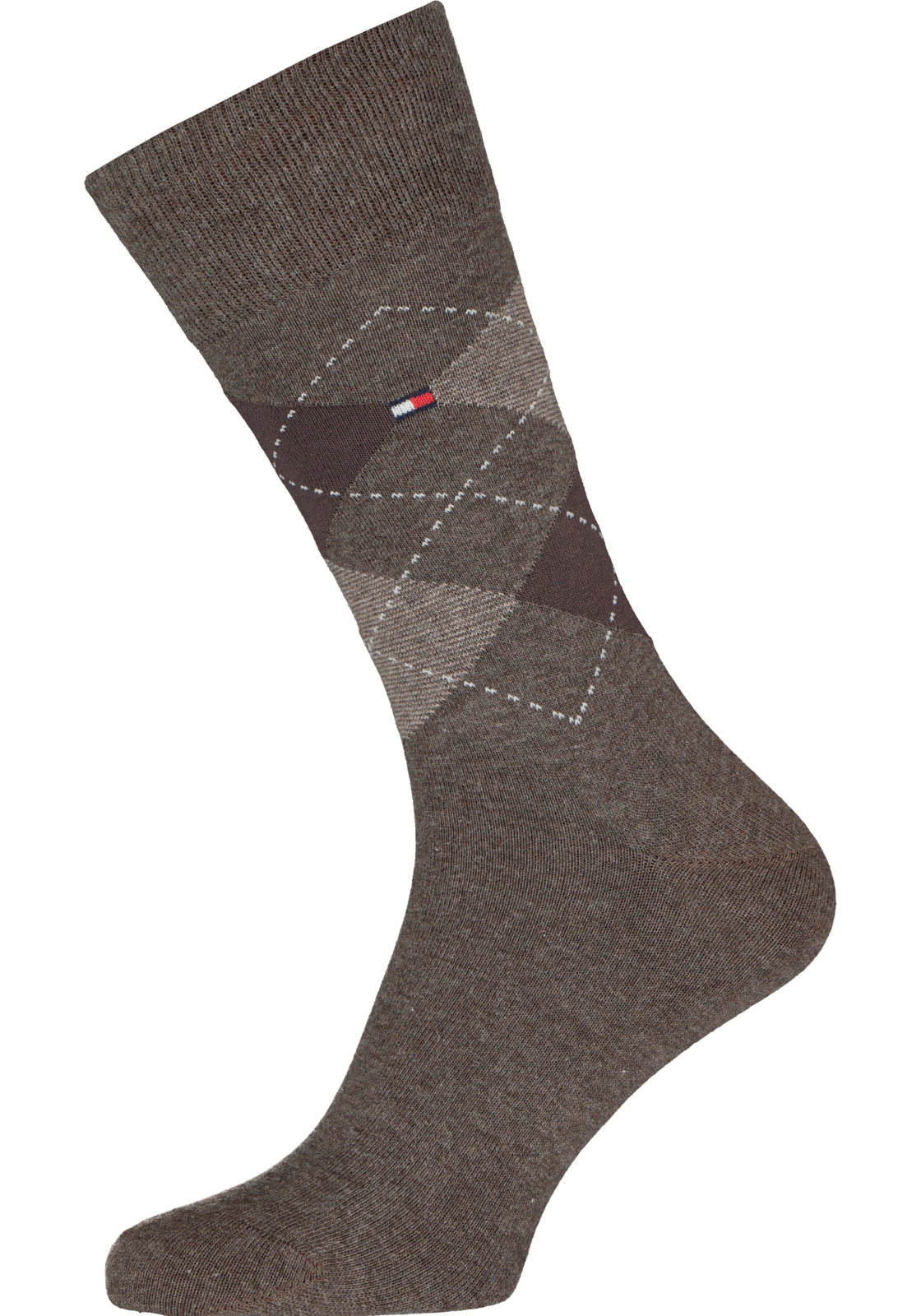 2-8718824979199_tommy_sokken_2p1_HR Tommy Hilfiger Check Socks (2-pack), herensokken katoen, geruit en uni, bruin