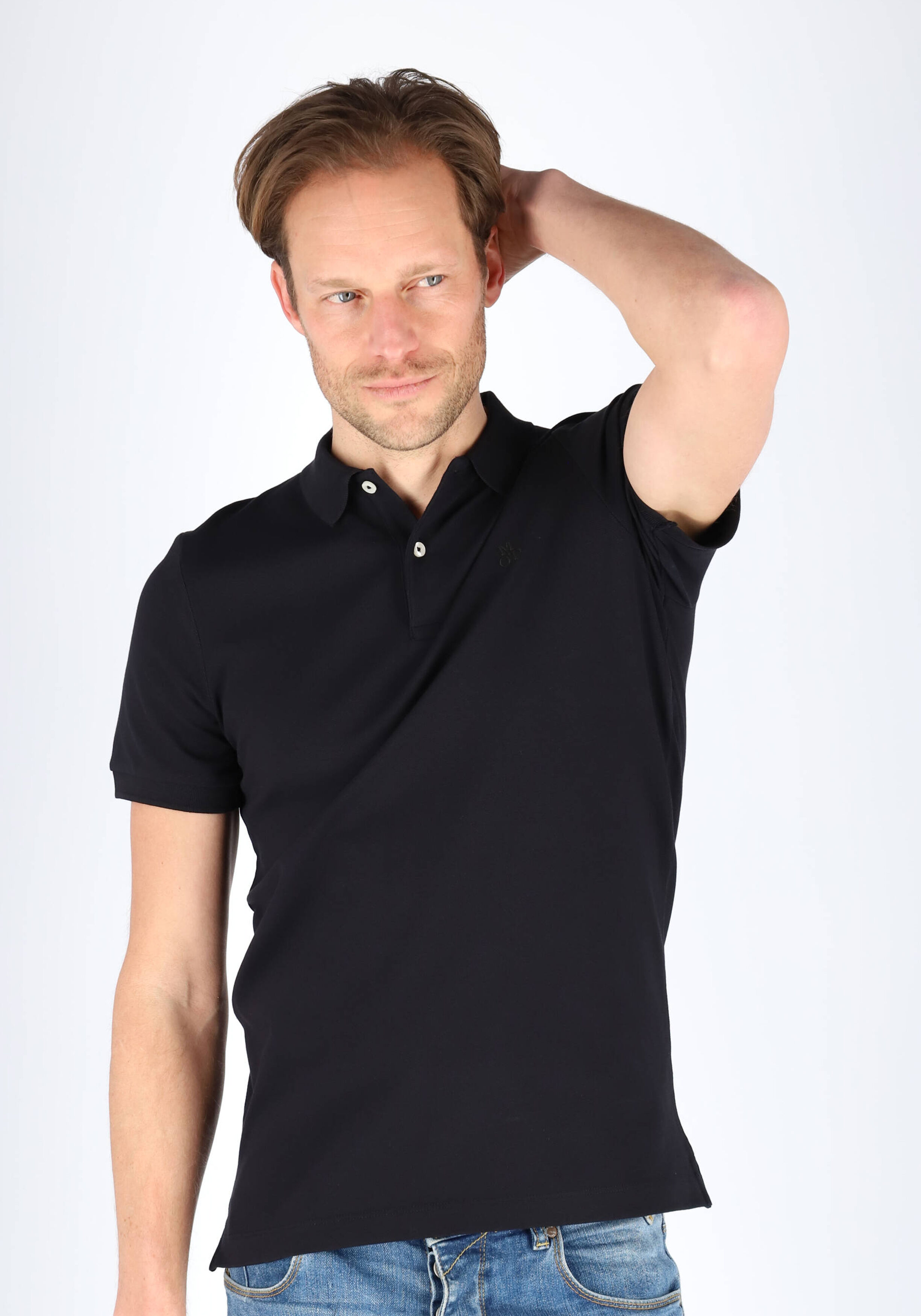 Marc O'Polo shaped fit polo, heren poloshirt, zwart