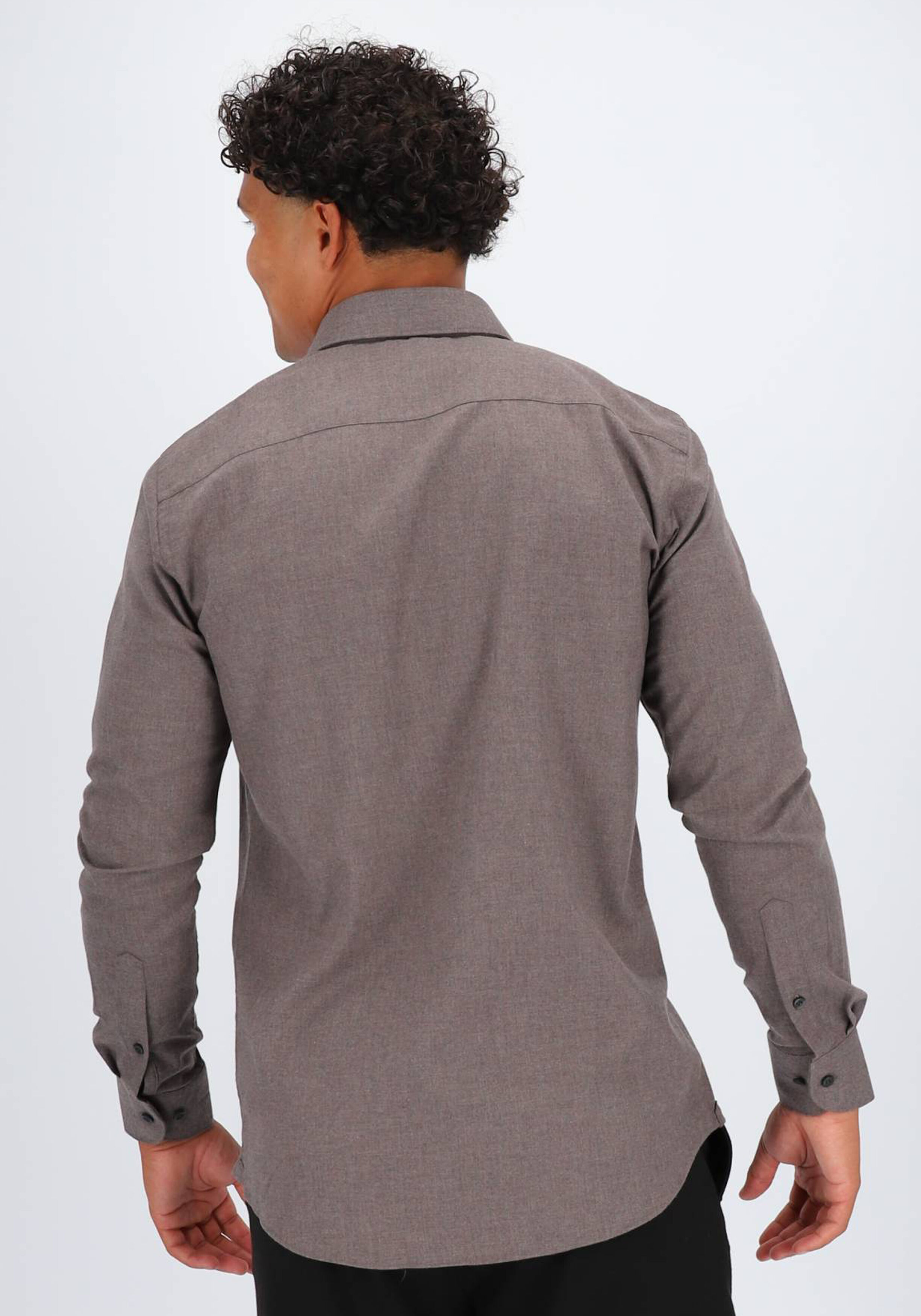 Profuomo slim fit heren overhemd, twill, bruin