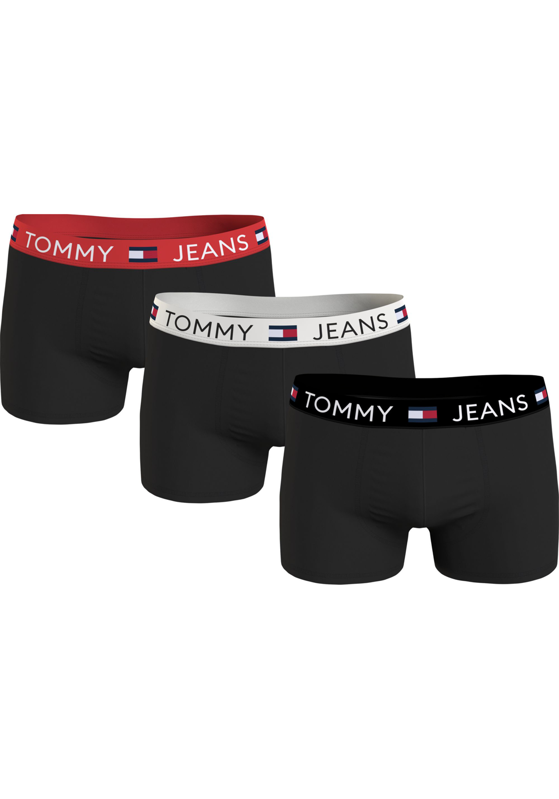 1-8720646328109-tommy_hilfiger-ondergoed_HR Tommy Hilfiger trunk (3-pack), heren boxers normale lengte, zwart met gekleurde tailleband