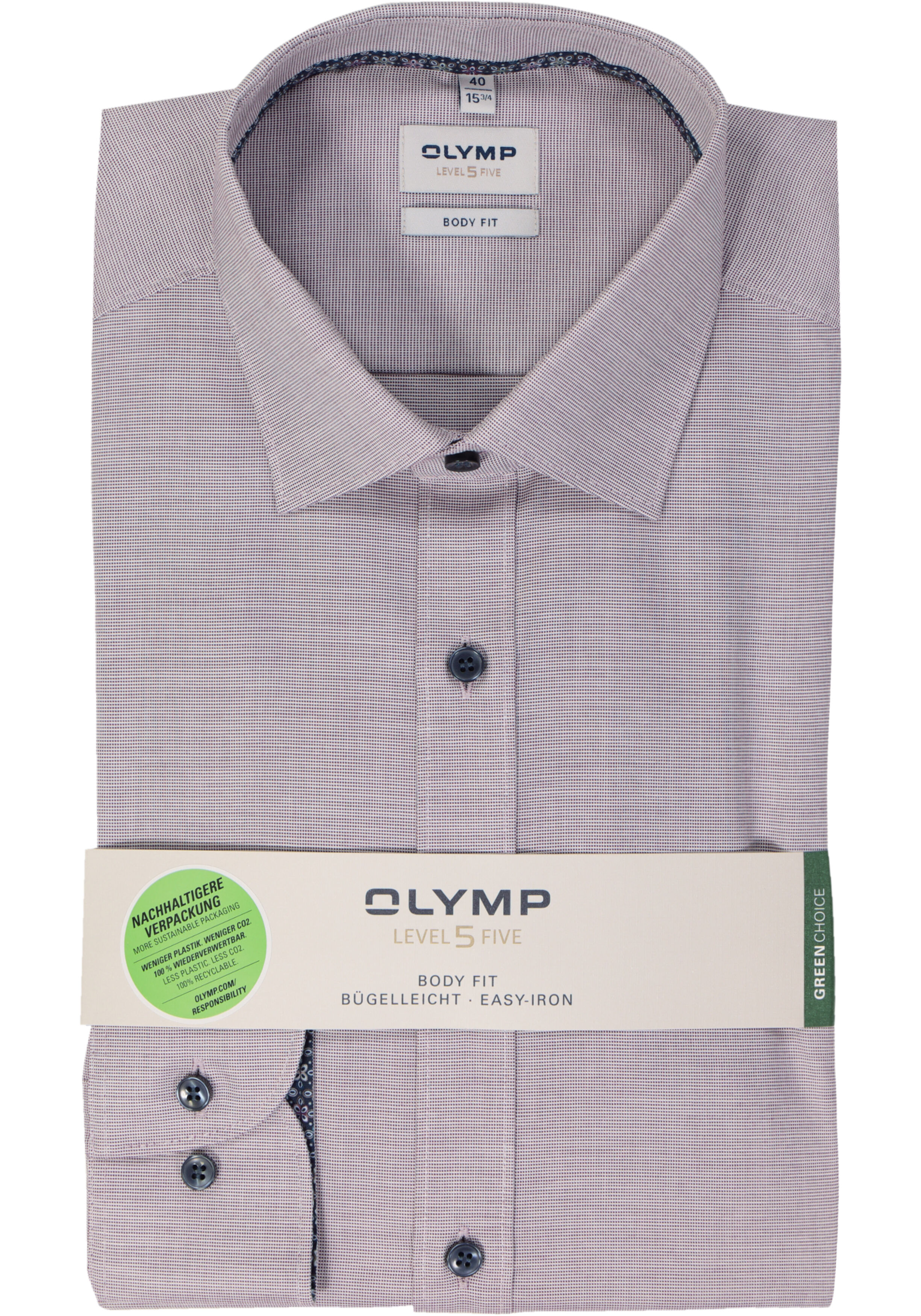 OLYMP Level 5 body fit overhemd, pinpoint, paars