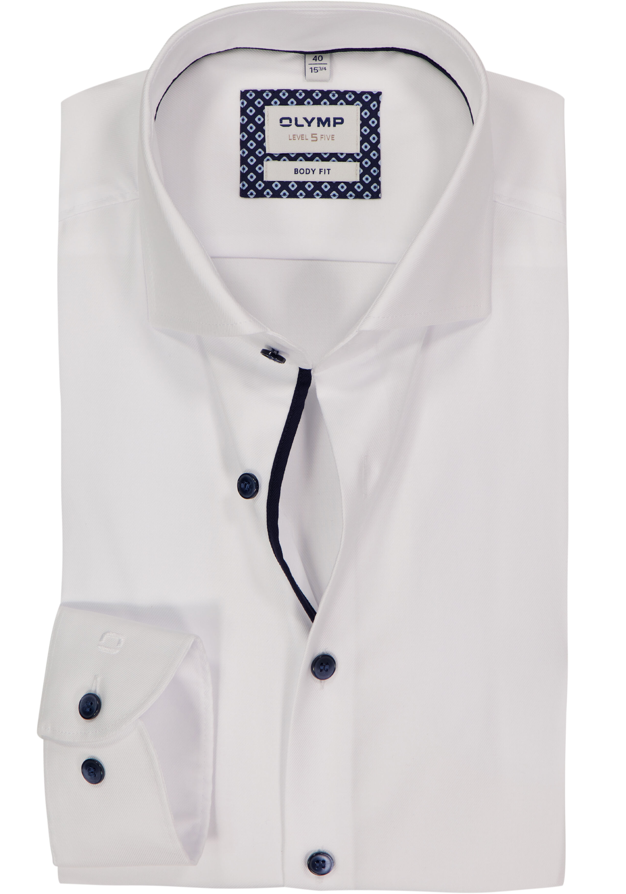 OLYMP Level 5 body fit overhemd, twill, wit