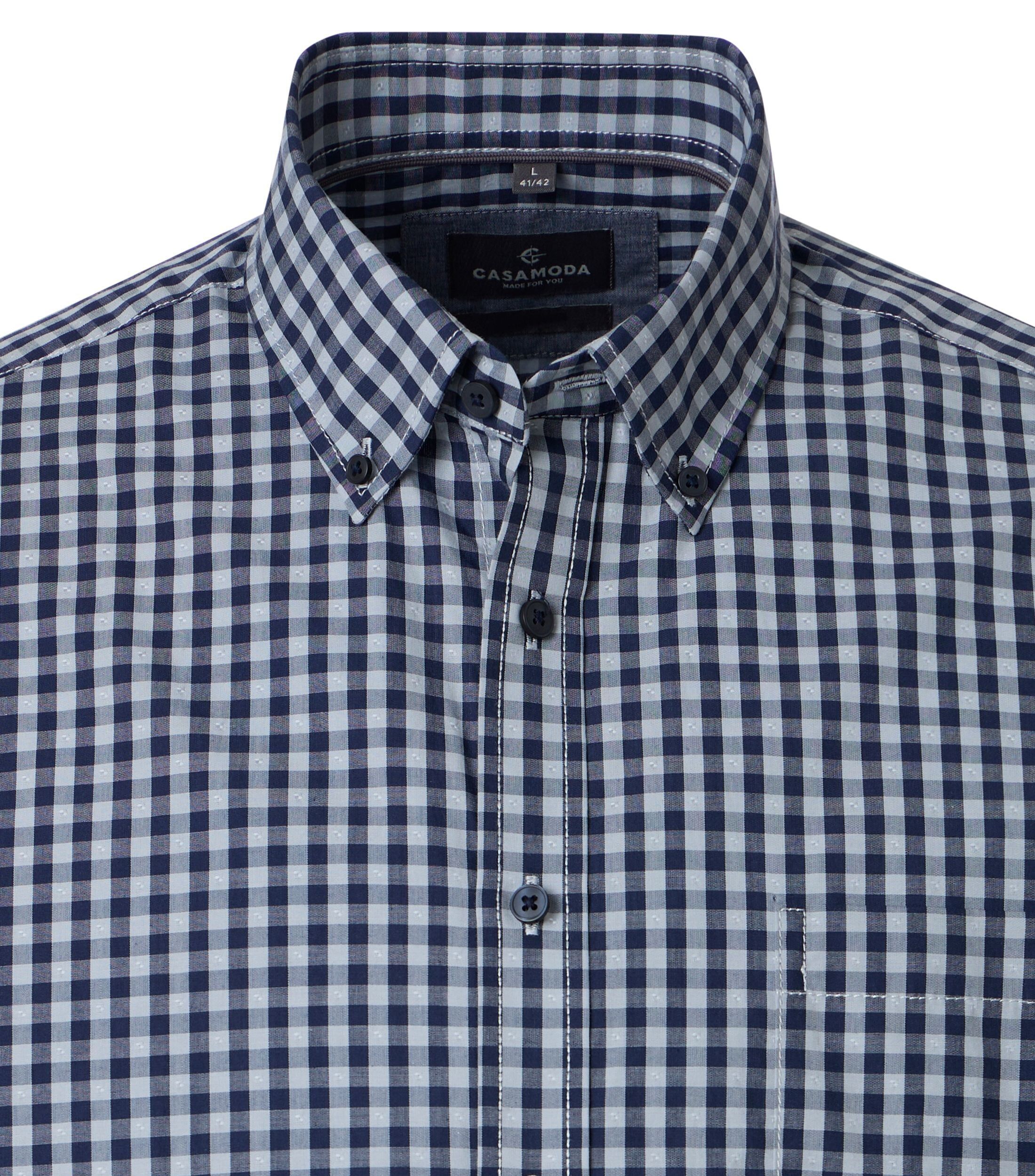 CASA MODA Sport casual fit overhemd, dobby, licht- en donkerblauw geruit