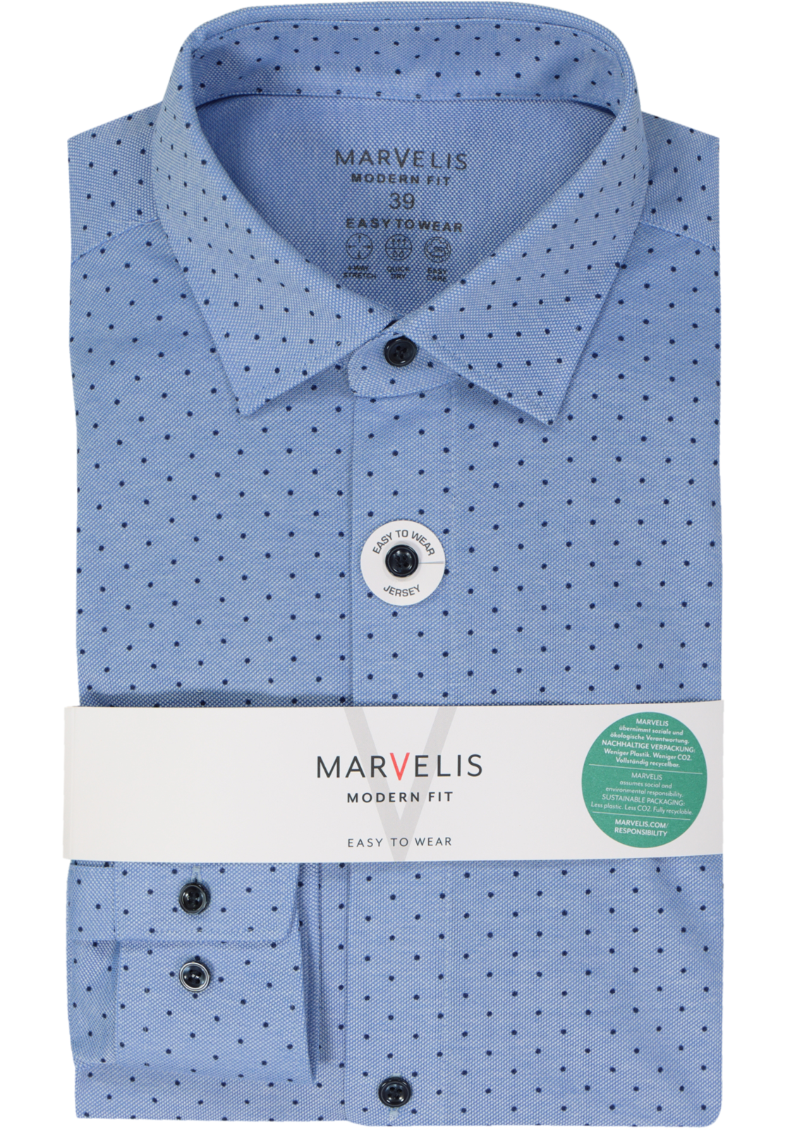 MARVELIS jersey modern fit overhemd, lichtblauw met donkerblauw gestipt tricot MARVELIS jersey modern fit overhemd, lichtblauw met donkerblauw gestipt tricot