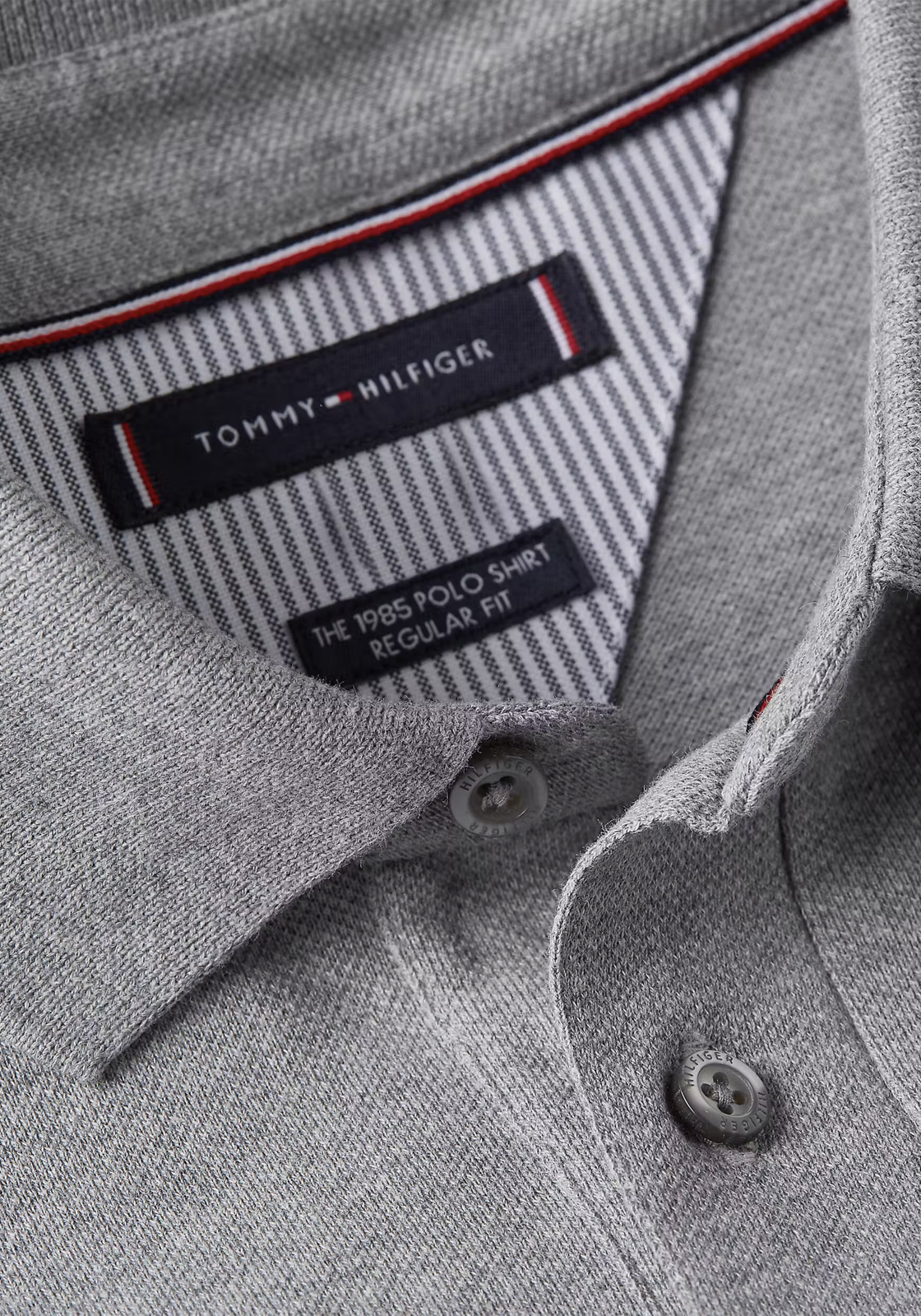 Tommy Hilfiger 1985 Regular Polo, heren poloshirt, middengrijs melange Tommy Hilfiger 1985 Regular Polo, heren poloshirt, middengrijs melange