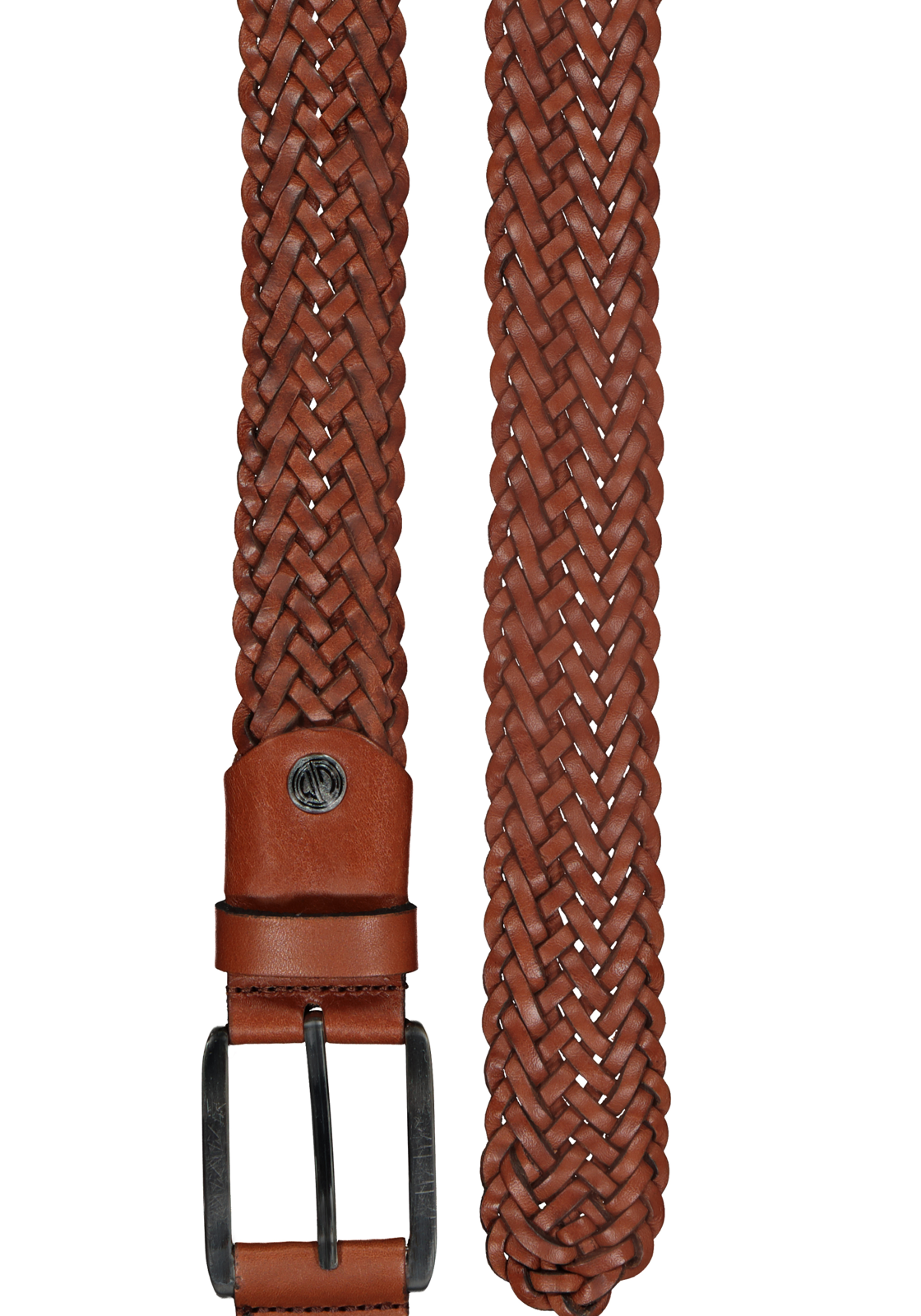 1-4032057127726_riemen__HR LINDENMANN leren heren riem, cognac gevlochten