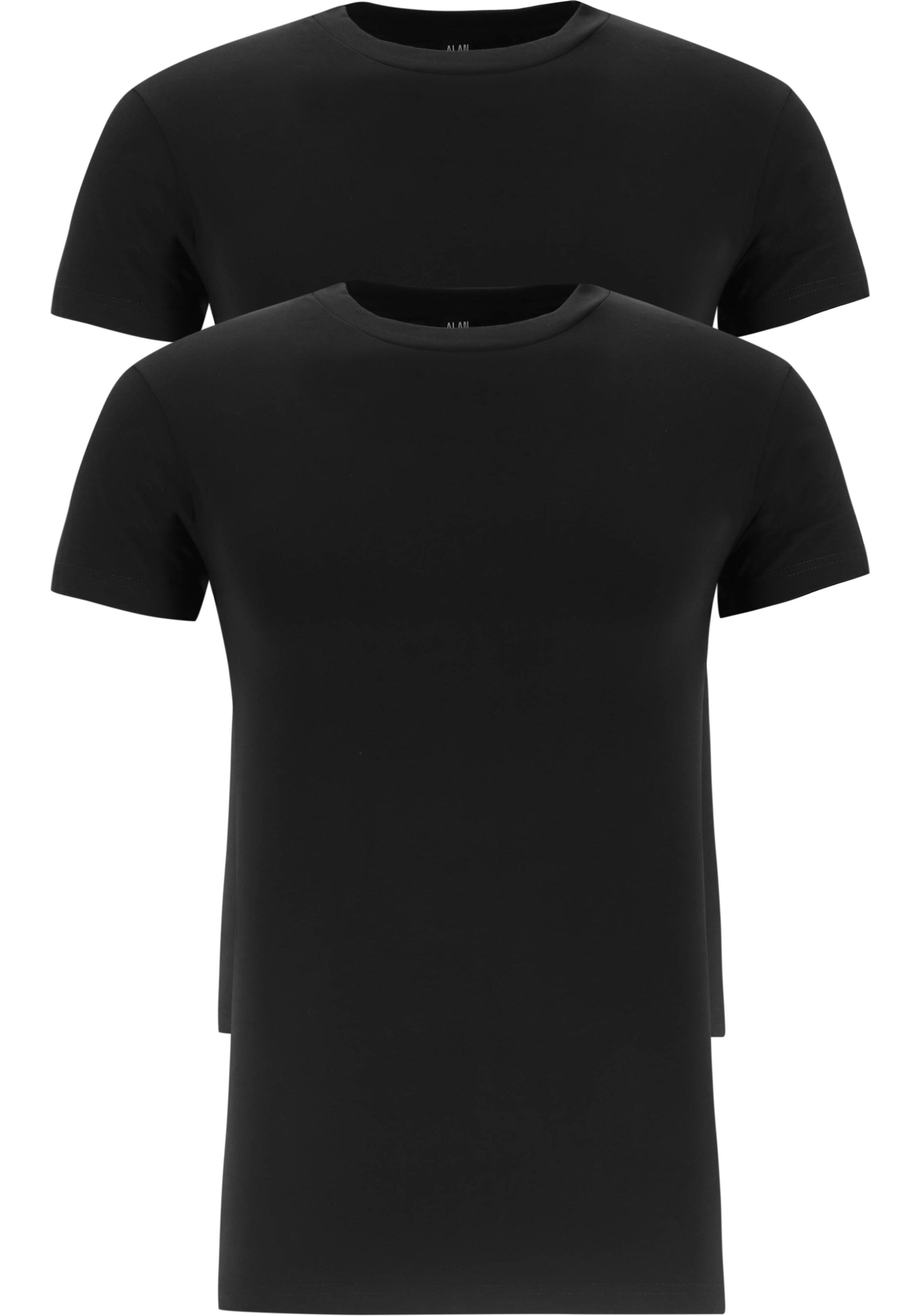 ALAN RED T-shirts OAKVILLE (2-pack), O-hals stretch, zwart