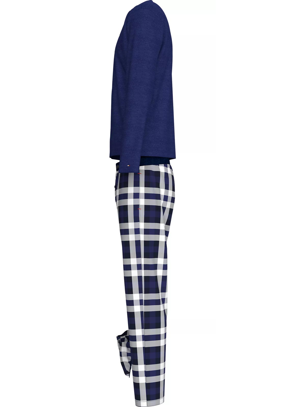 2-8720637922712-UM0UM033740VC-tommy_hilfiger-pyjama_HR Tommy Hilfiger heren pyjama set, blauw shirt en slippers met blauw met wit geruite broek