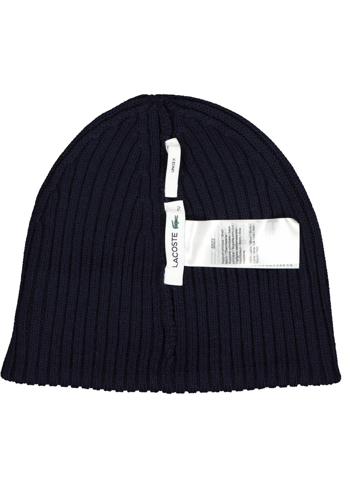 Lacoste muts wol, unisex gebreide muts, navy blauw Lacoste muts wol, unisex gebreide muts, navy blauw
