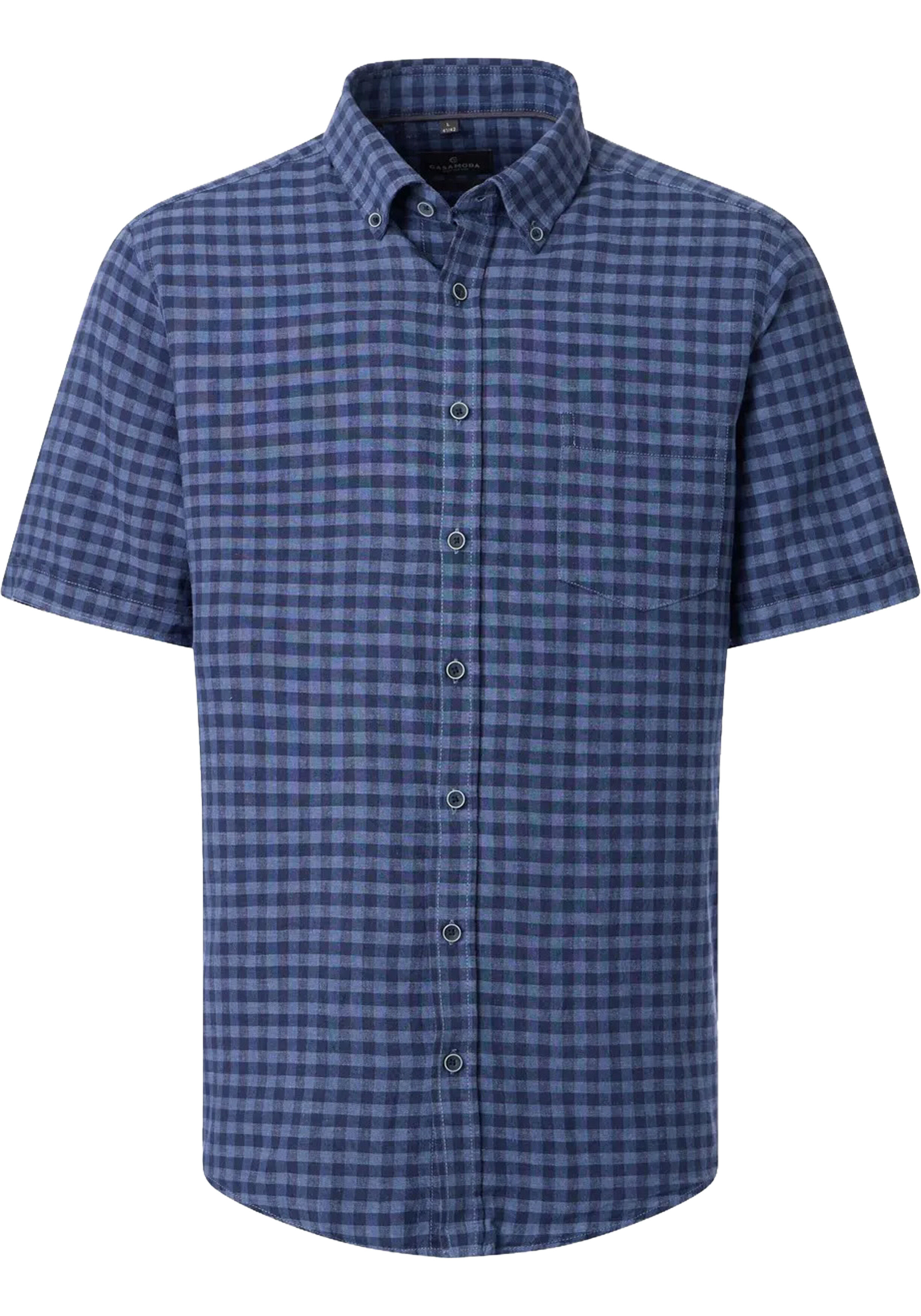 CASA MODA Sport casual fit overhemd, korte mouw, structuur, donkerblauw, blauw geruit