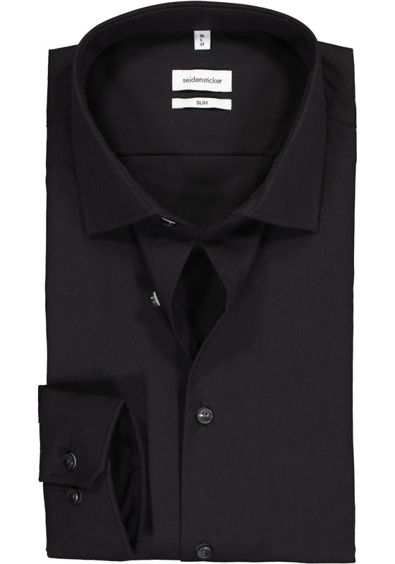 Seidensticker slim fit overhemd, mouwlengte 7, zwart Seidensticker slim fit overhemd, mouwlengte 7, zwart