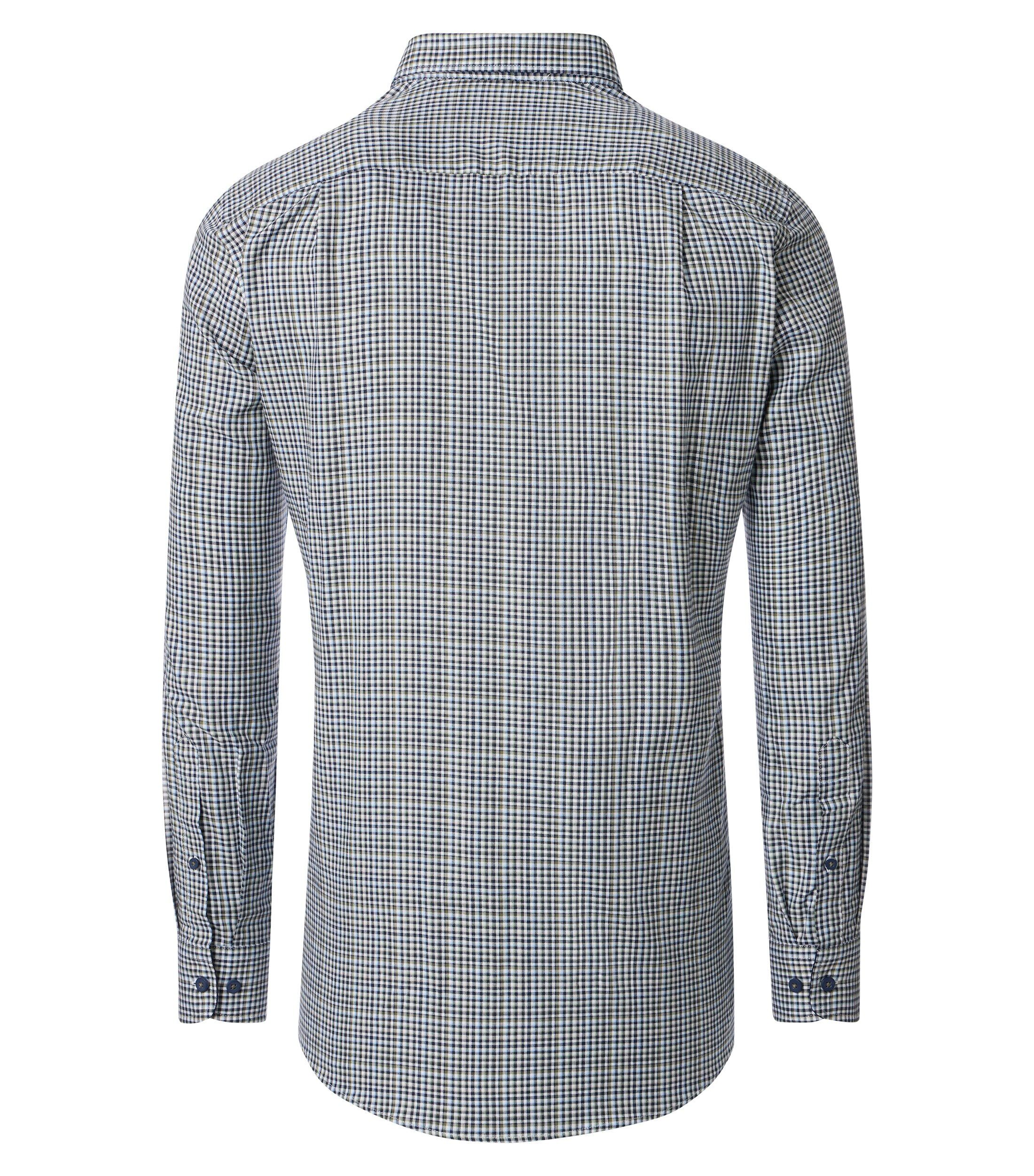 Redmond comfort fit overhemd, Oxford, blauw, wit en beige geruit