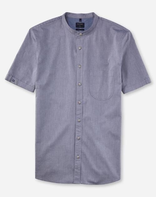 OLYMP Casual modern fit overhemd, korte mouw, structuur, marineblauw