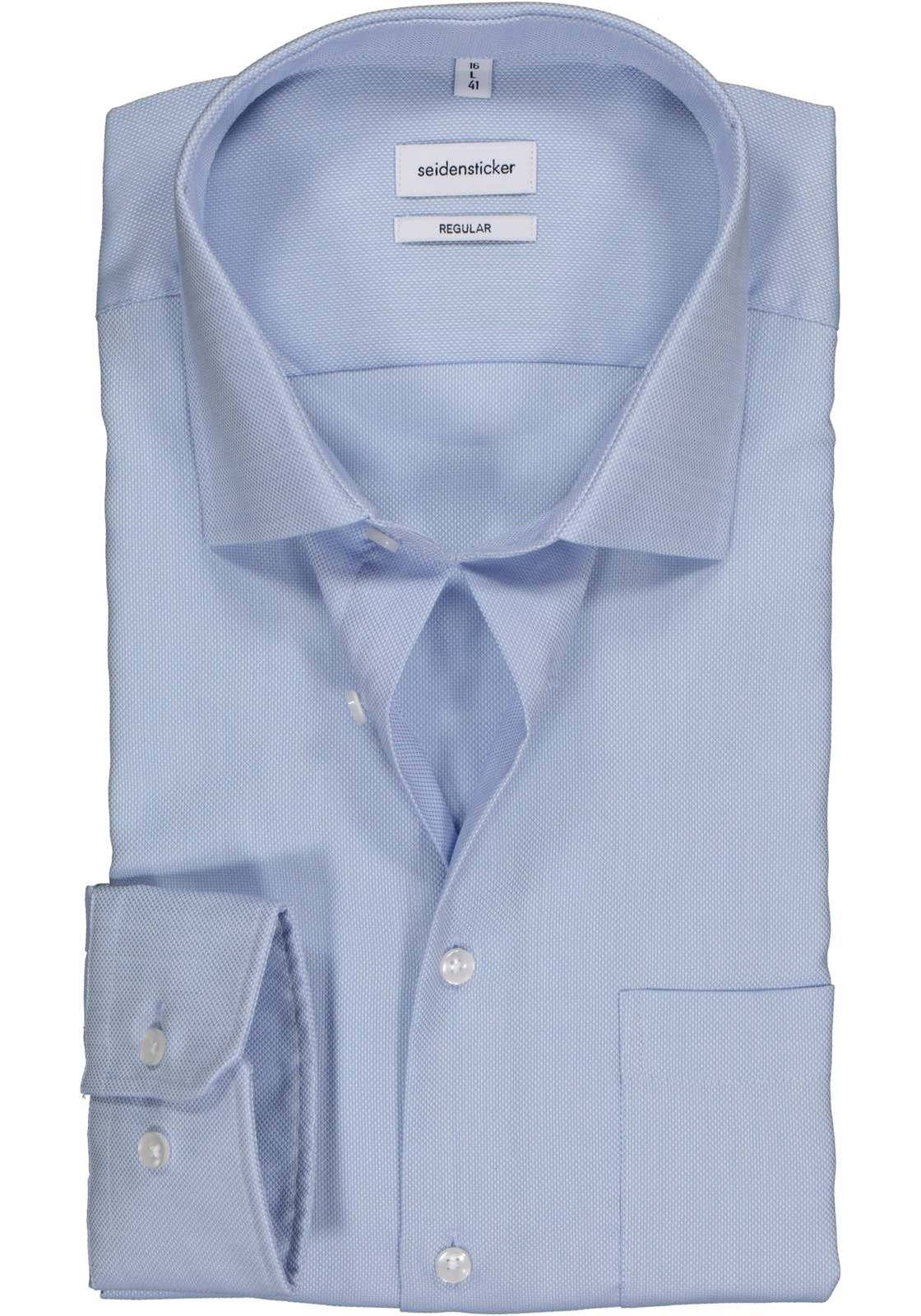1-4048869946394_seidensticker-overhemd_HR Seidensticker regular fit overhemd, lichtblauw structuur