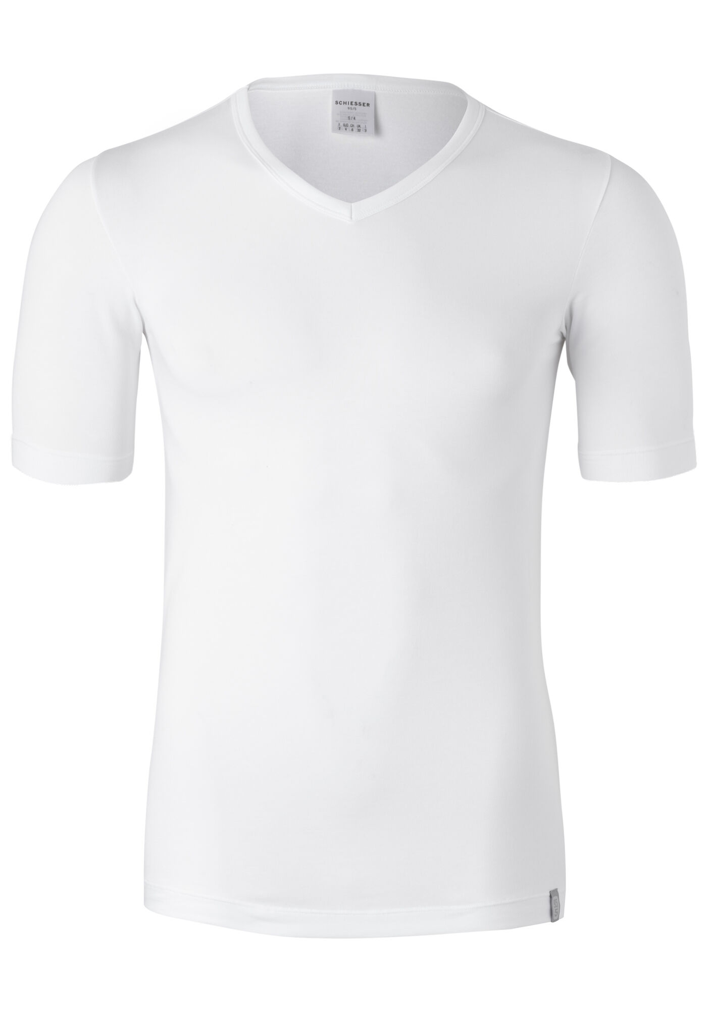 SCHIESSER 95/5 heren T-shirt (2-pack), V-hals, wit