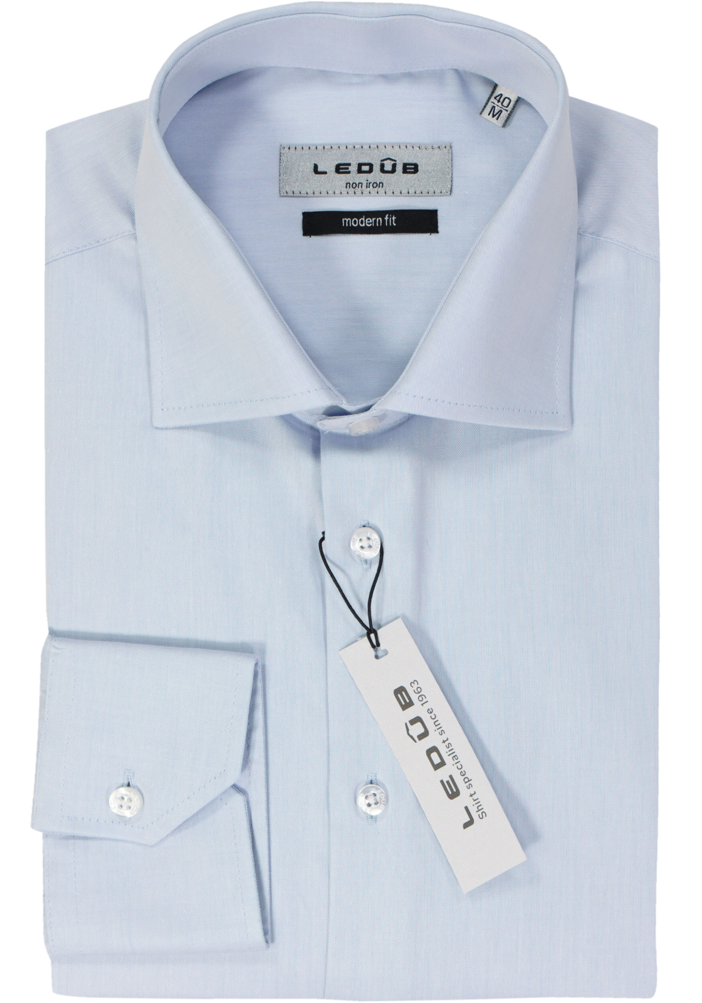 Ledub modern fit overhemd, lichtblauw twill 