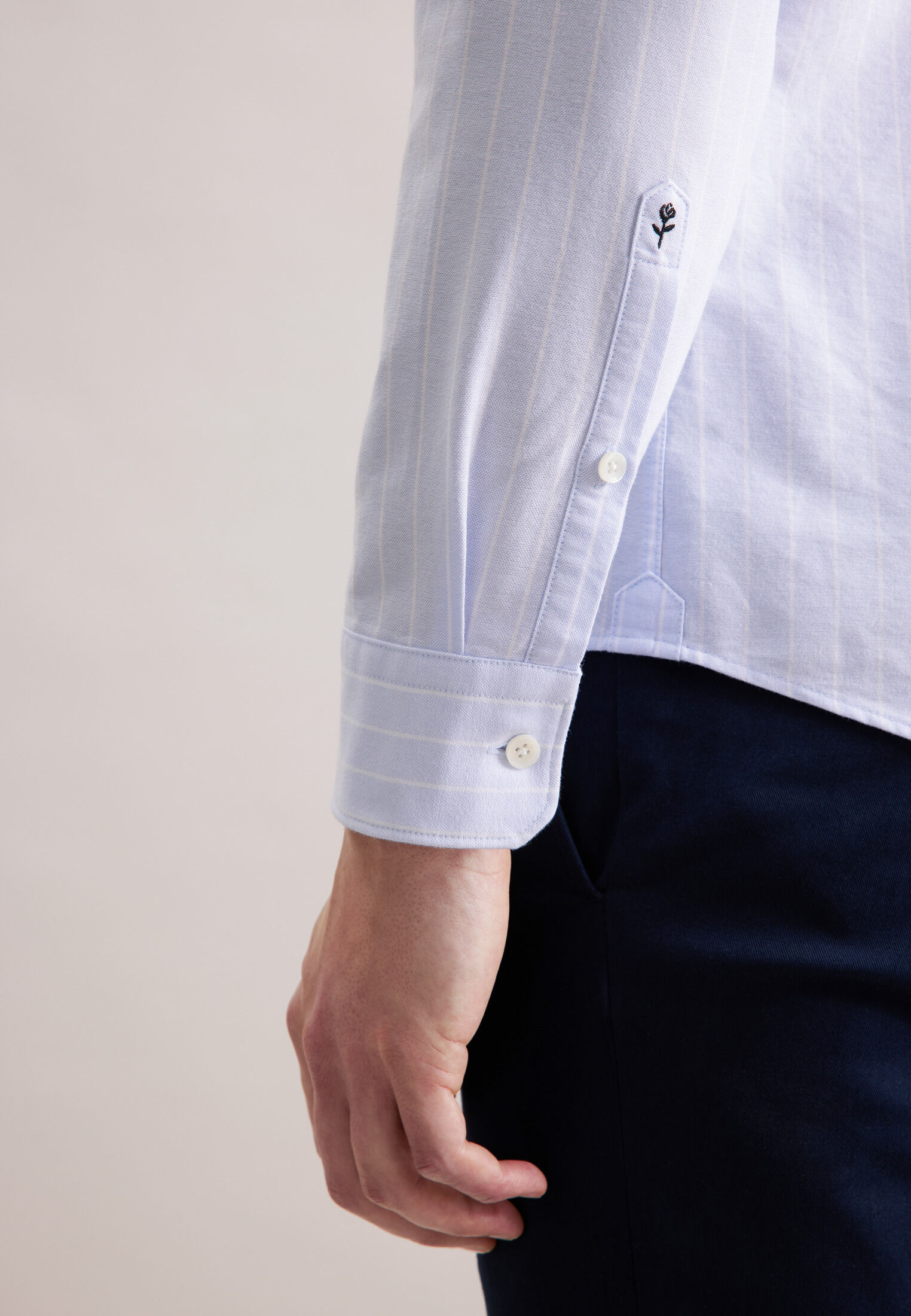 Seidensticker regular fit overhemd, popeline, blauw gestreept