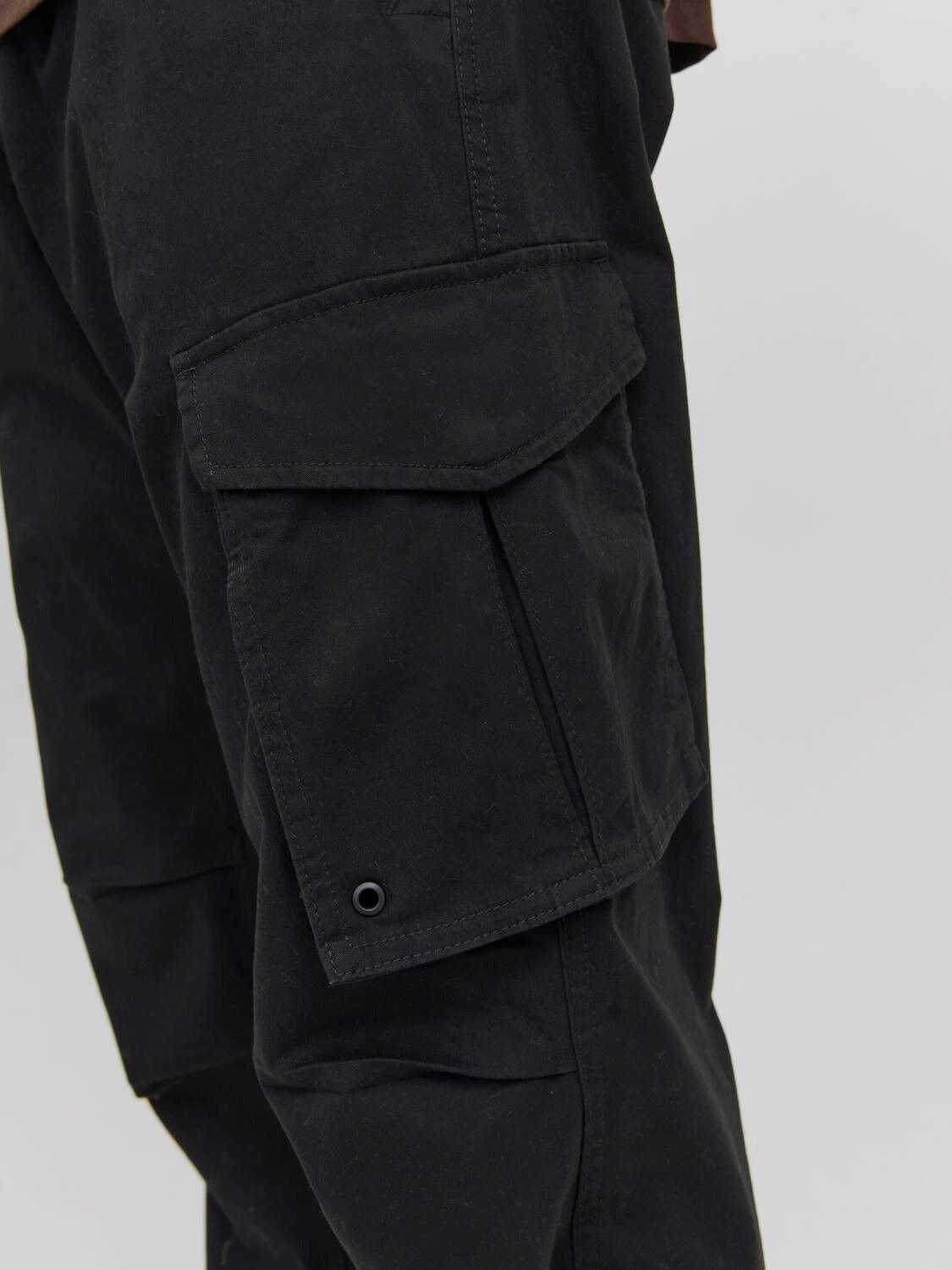 JACK & JONES Kane Noah Cuffed Cargo loose fit, heren cargo broek, zwart
