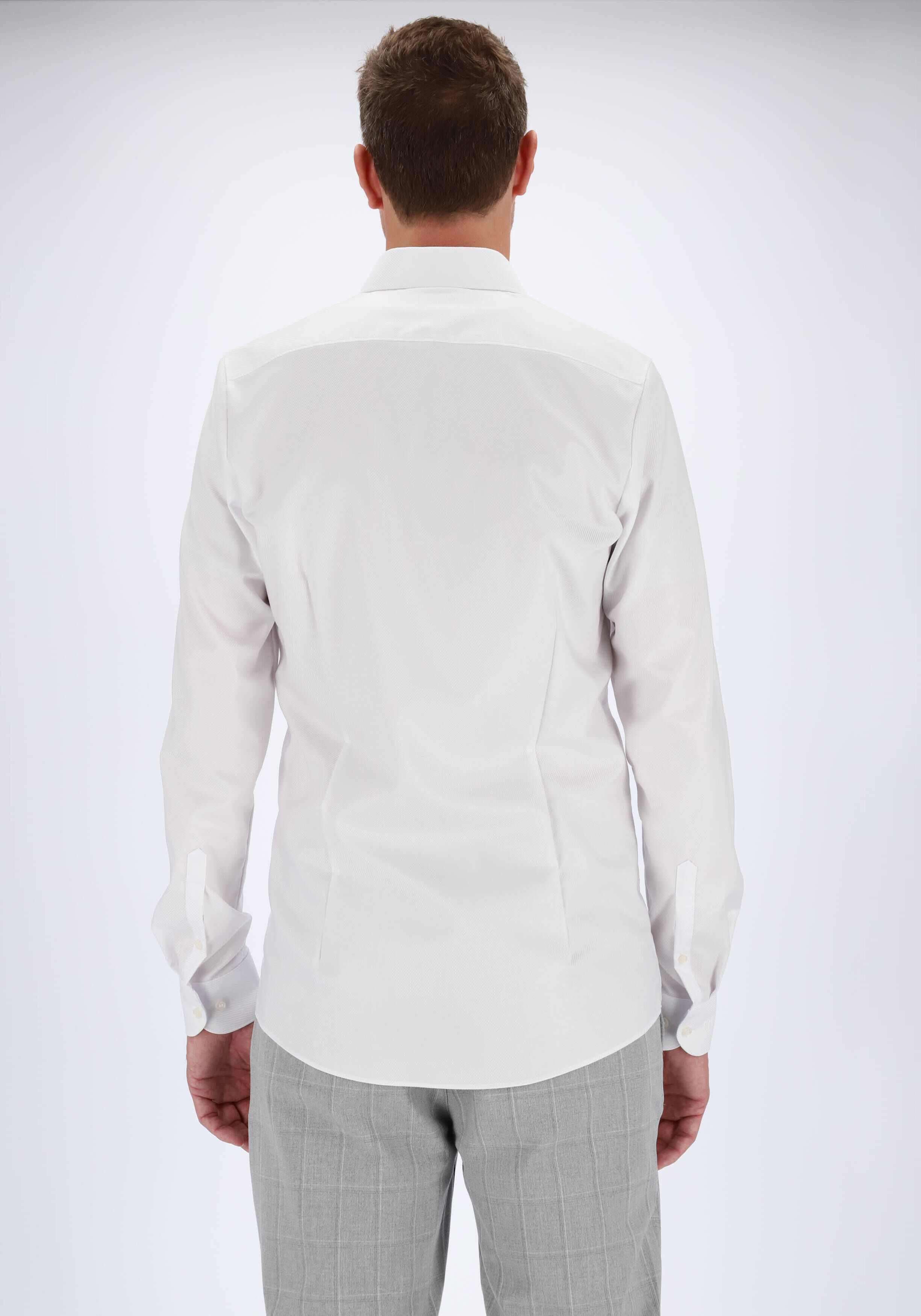 OLYMP Level 5 body fit overhemd, mouwlengte 7, wit diamant twill
