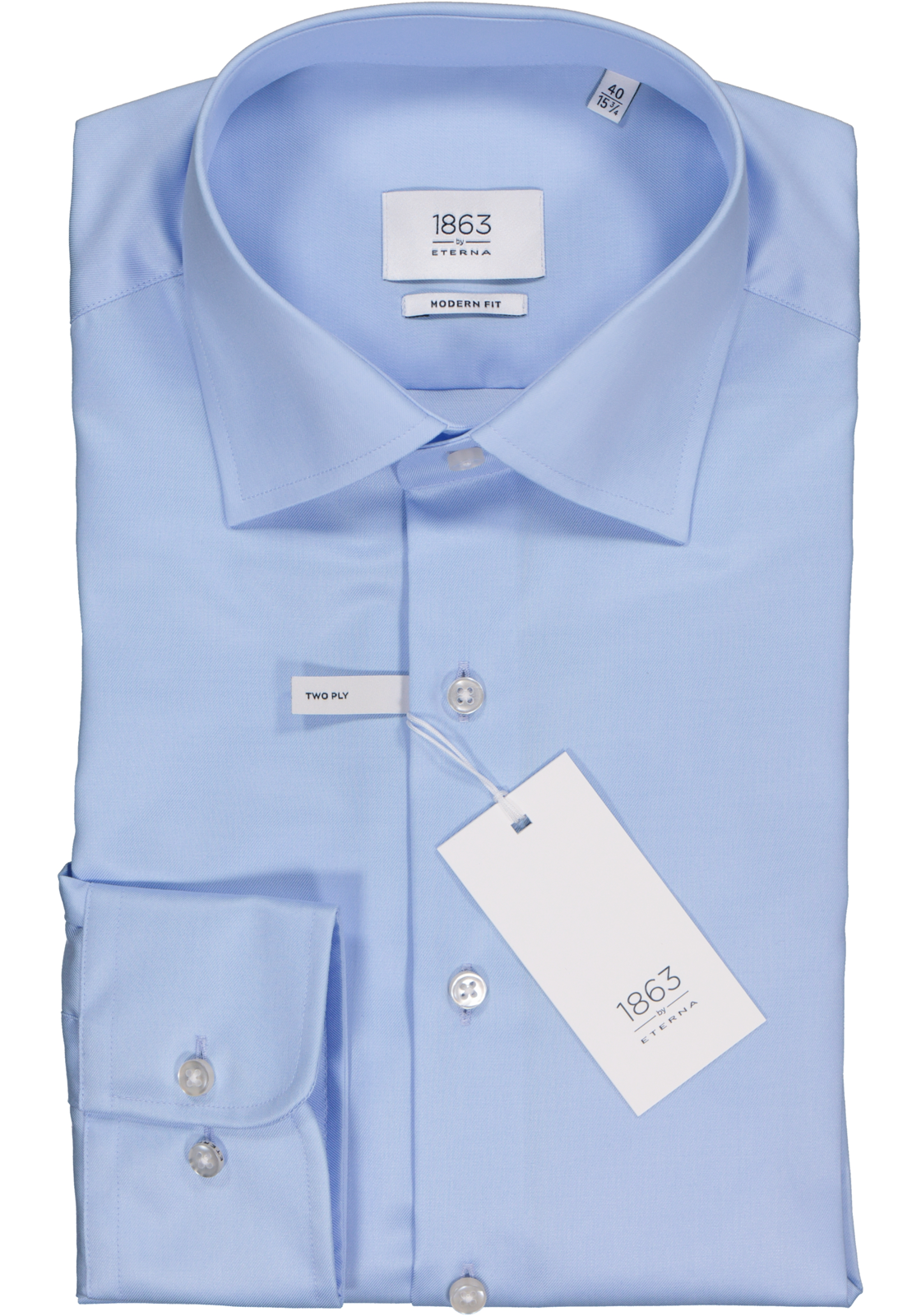 2-4045332907470_eterna-overhemd_HR ETERNA 1863 modern fit premium overhemd, 2-ply twill heren overhemd, lichtblauw