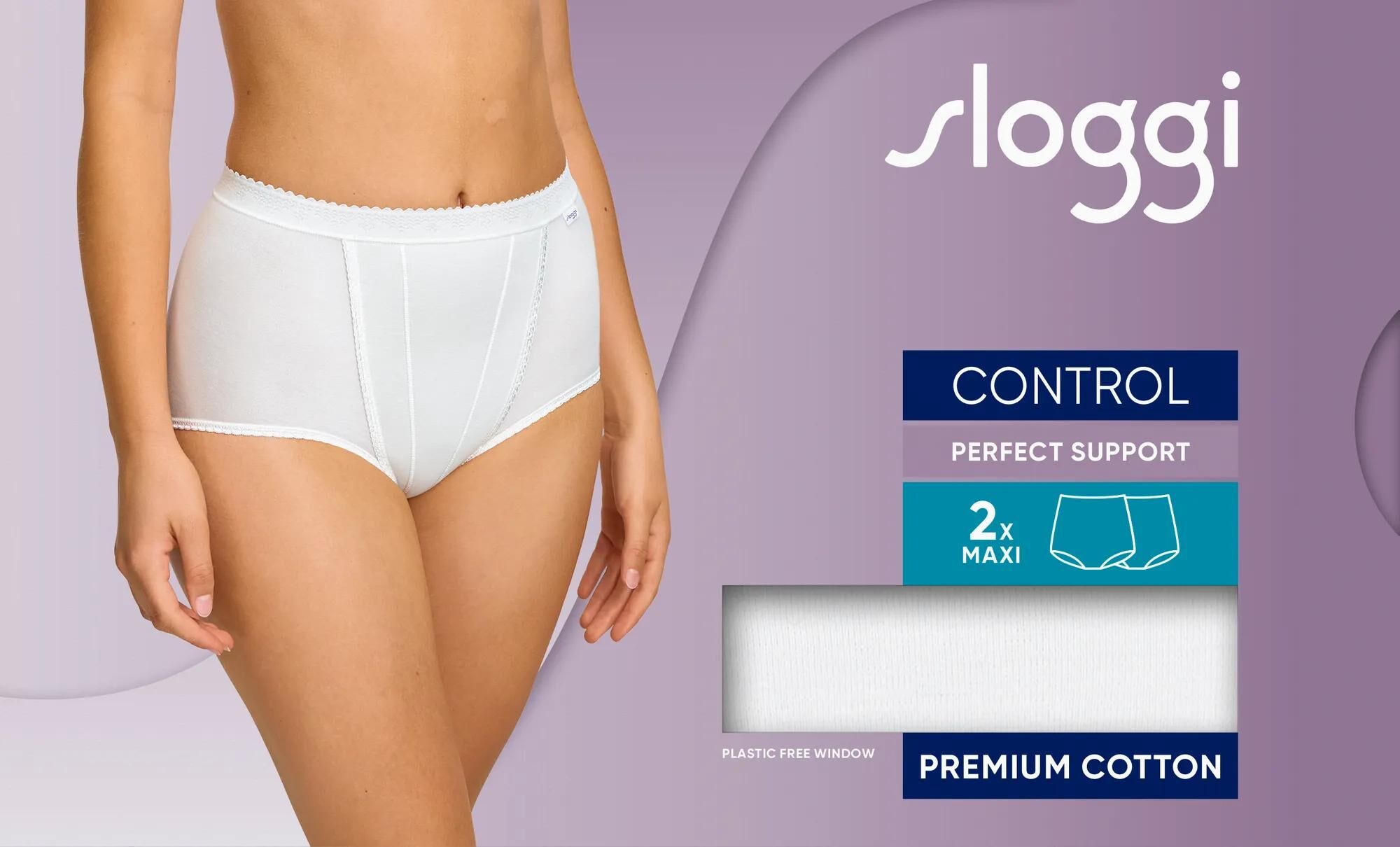 Sloggi Women Control Maxi (2-pack), dames slip, wit