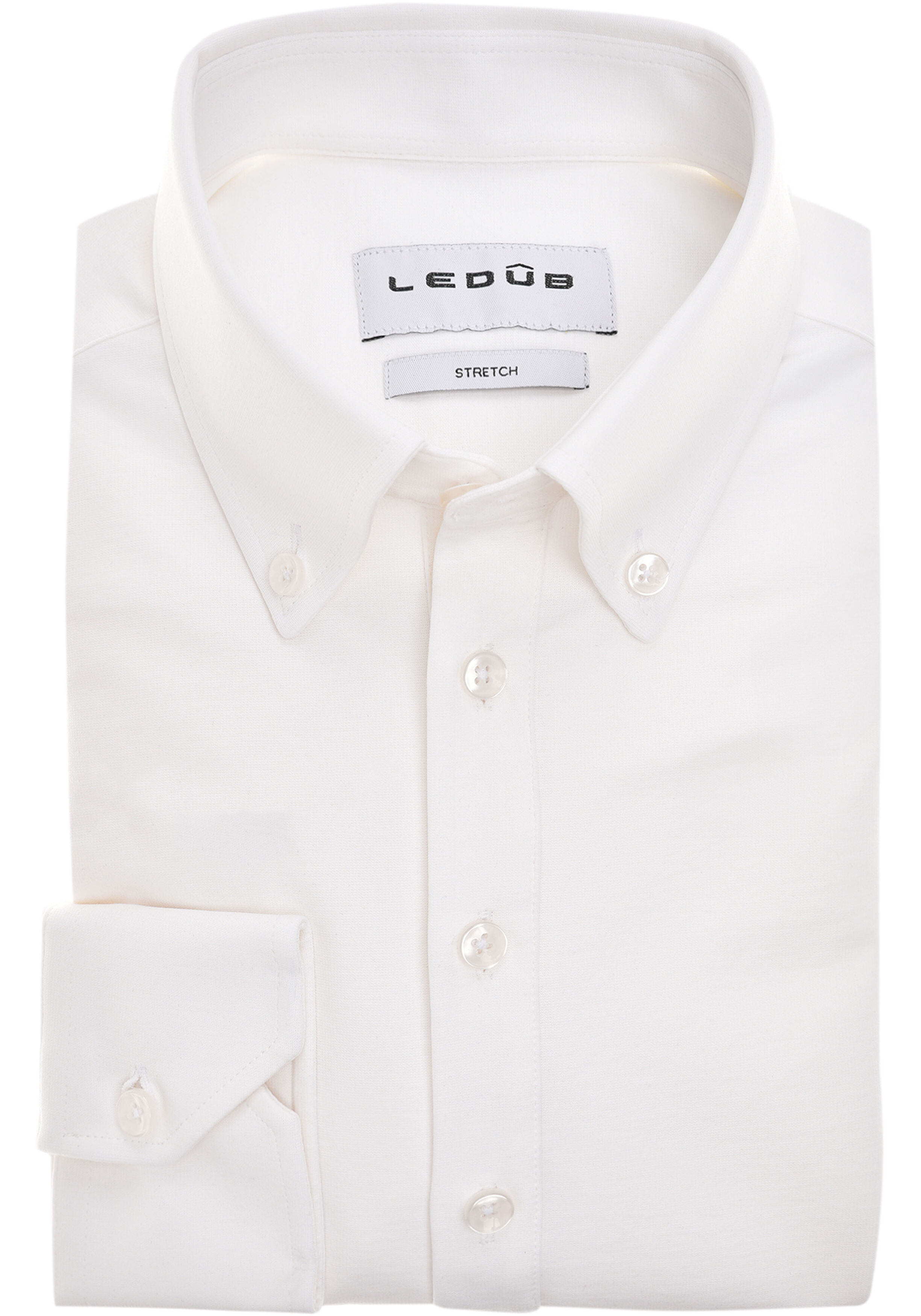 Ledub slim fit polo overhemd, tricot, jersey, wit