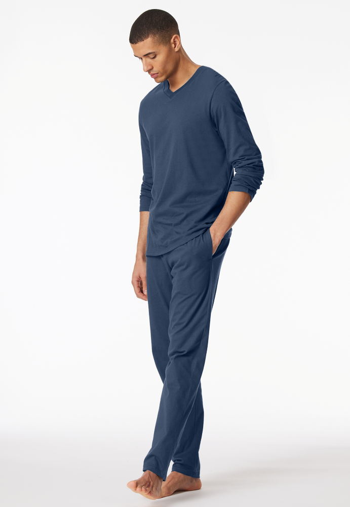SCHIESSER Mix + Relax Shirt 1/1 arm, heren T-shirt lange mouw, royaalblauw