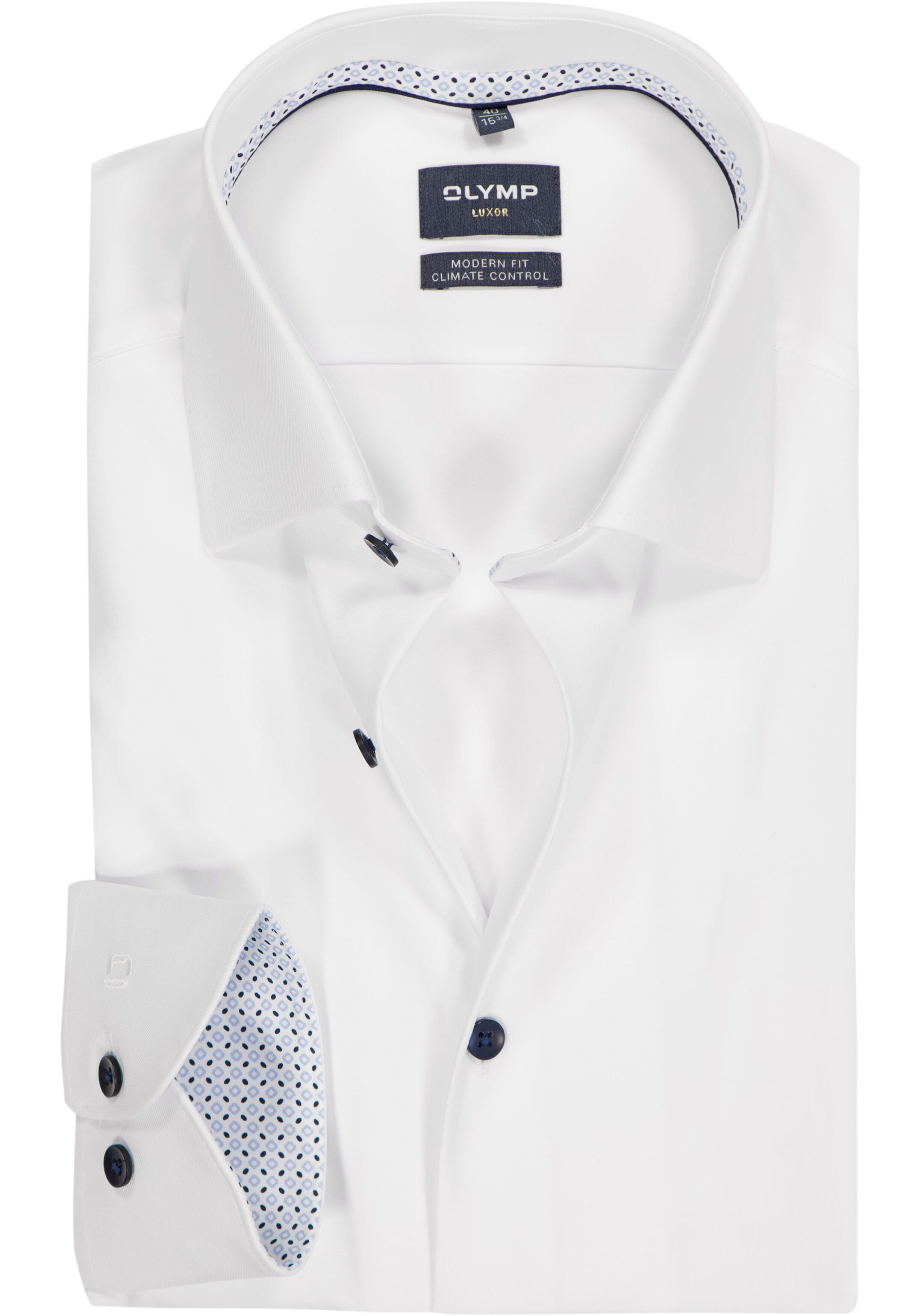 OLYMP 24/7 Luxor modern fit overhemd, twill, wit