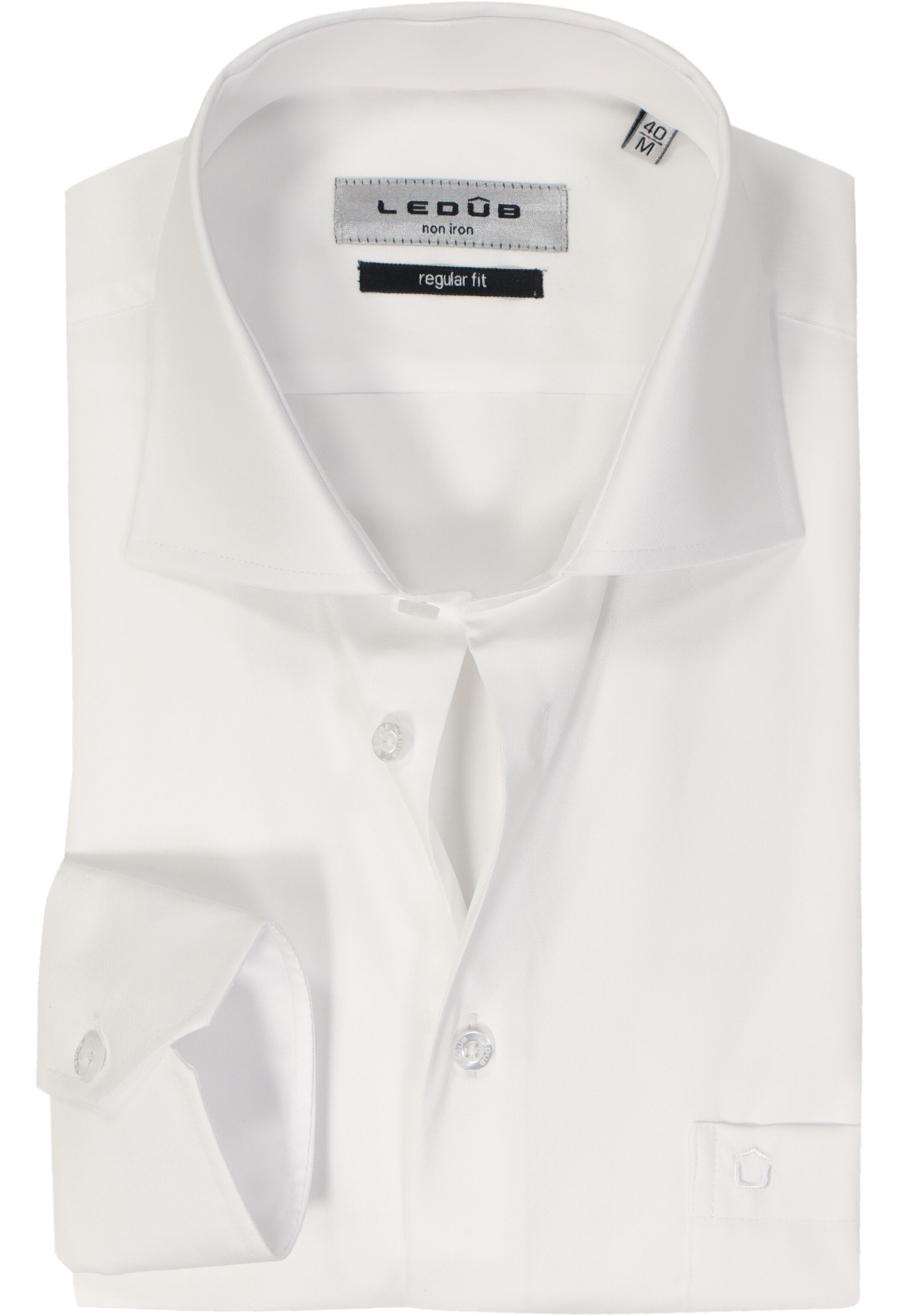 Ledub regular fit overhemd, wit twill 