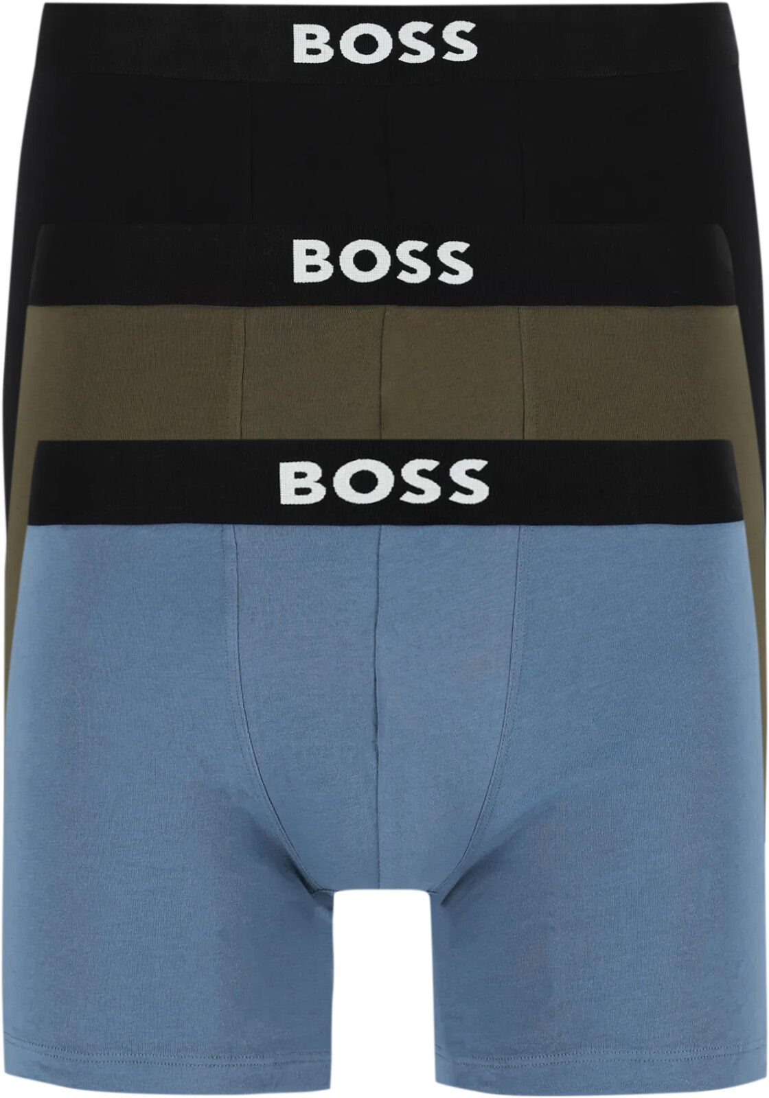 HUGO BOSS ONE boxer briefs (3-pack), heren boxers normale lengte, olijfgroen, kobalt- en donkerblauw