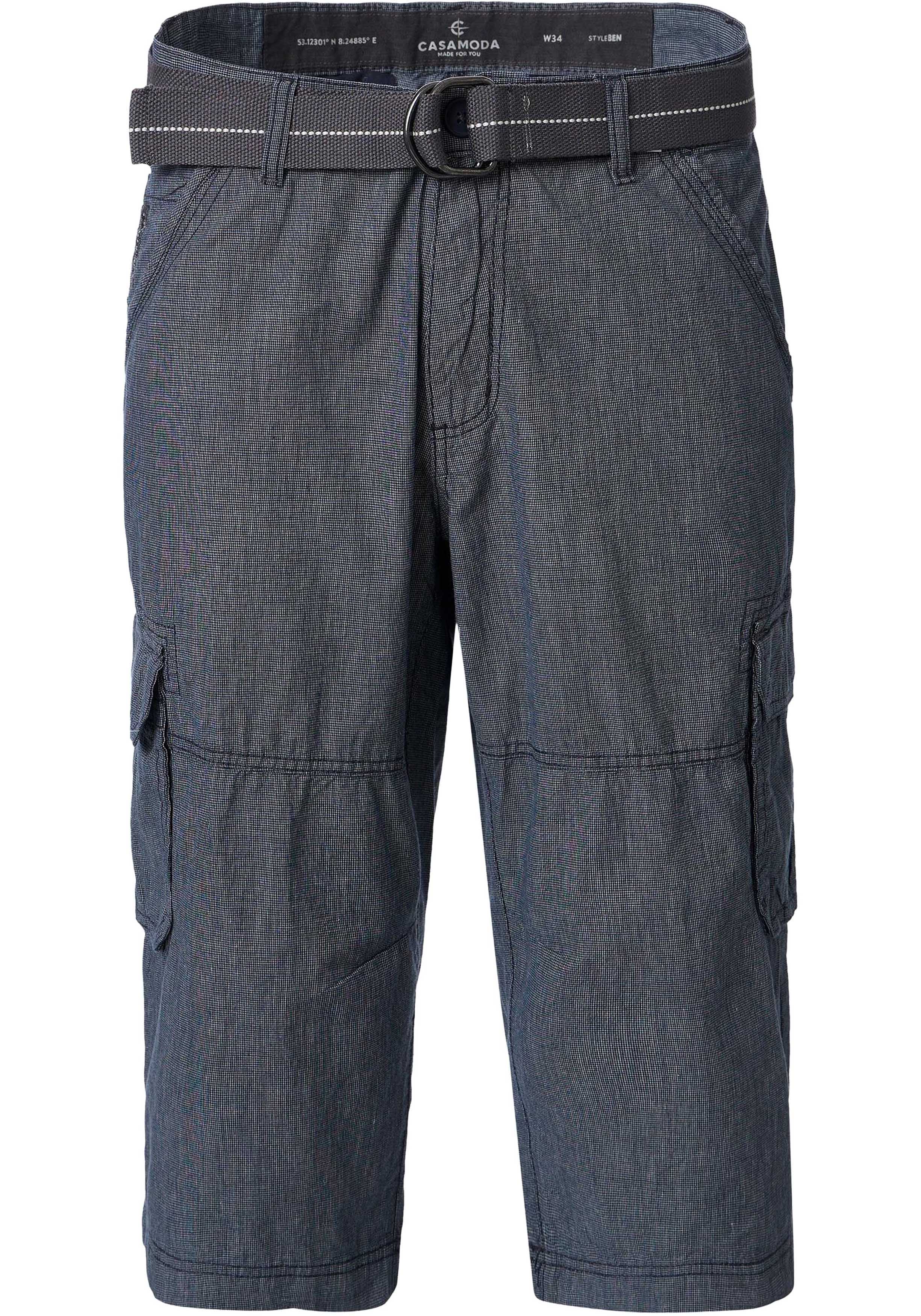 CASA MODA driekwart bermuda BEN, heren cargo bermuda over de knie, blauw