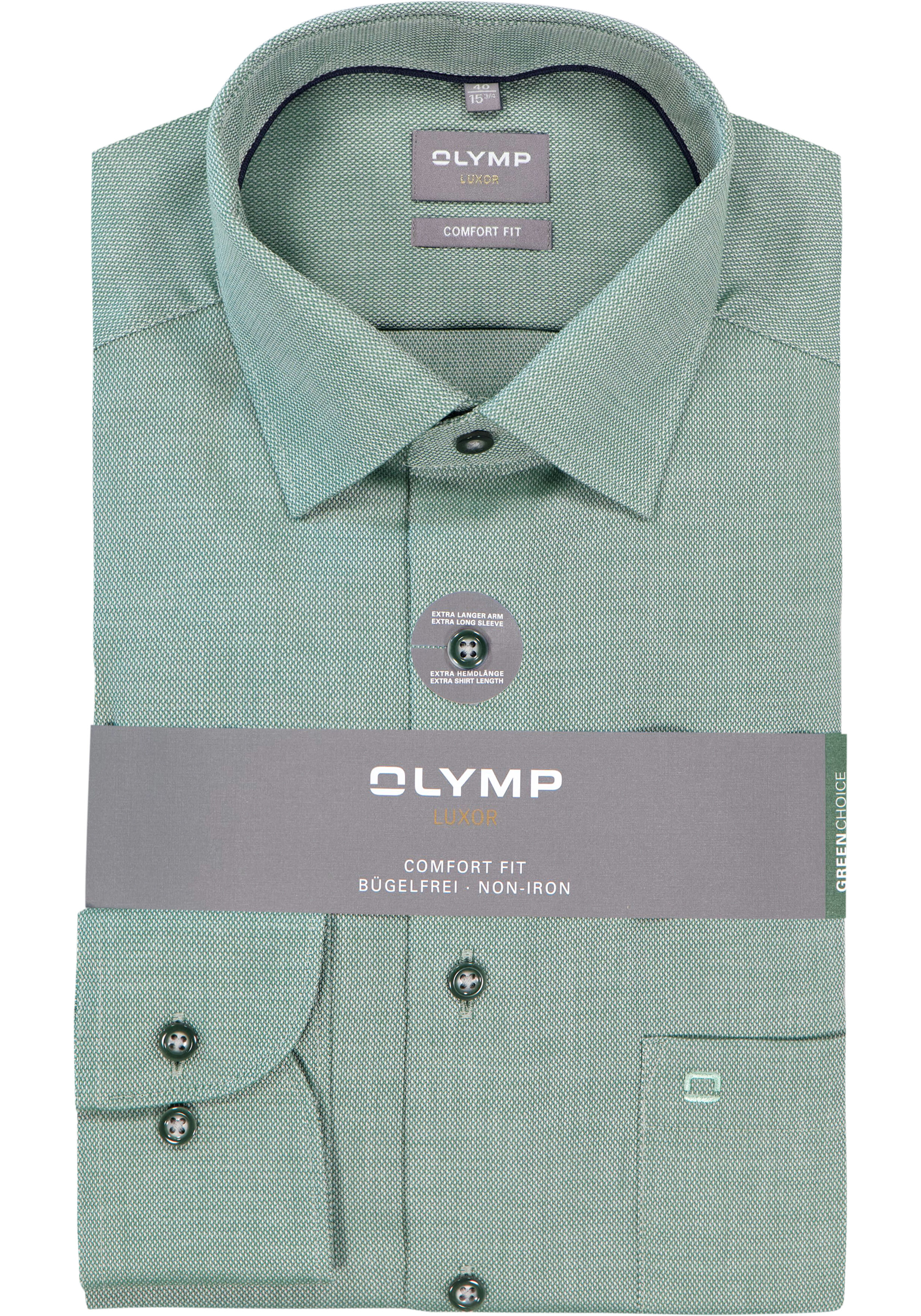 OLYMP Luxor comfort fit overhemd, mouwlengte 7, structuur, groen