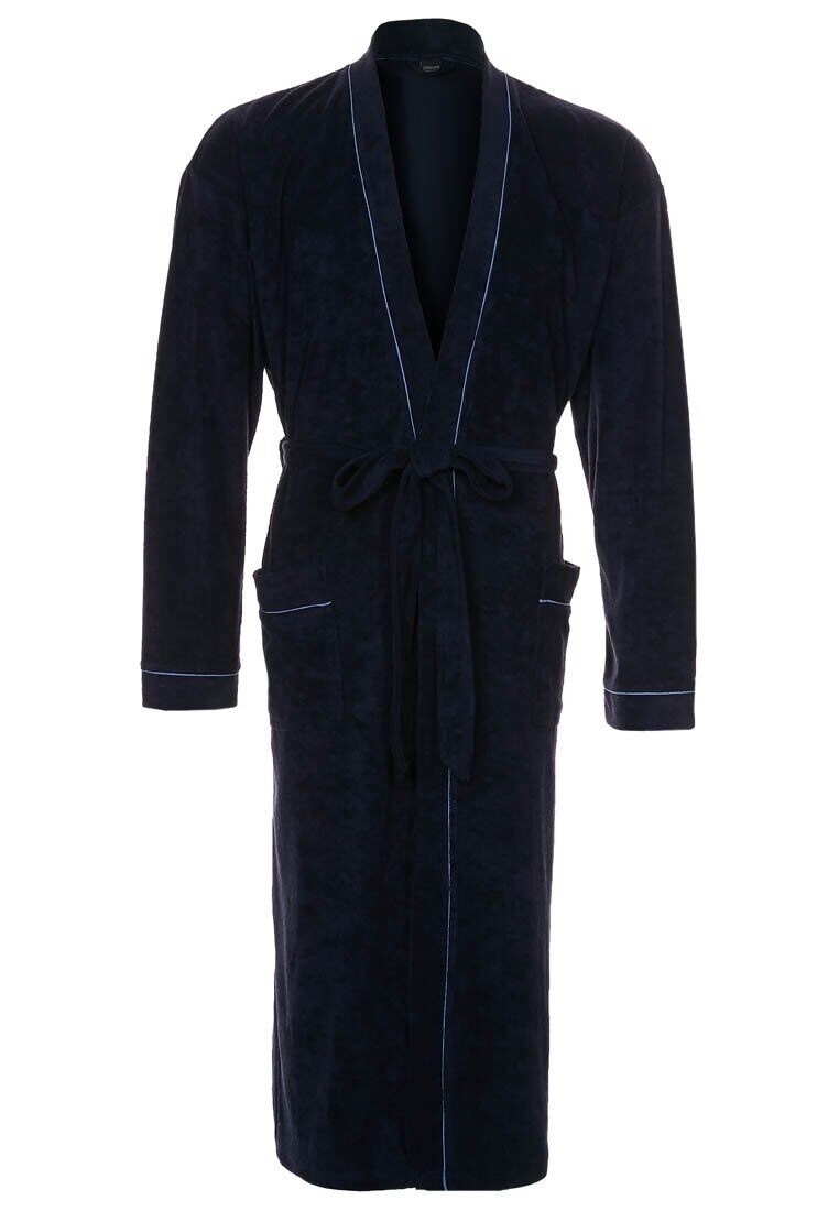 SCHIESSER heren badjas, badstof, blauw met contrastbies