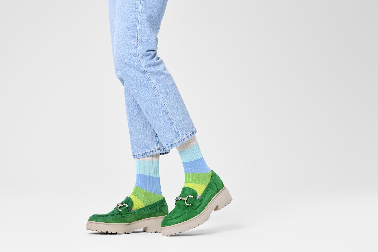 Happy Socks Chunky Stripe Sock, unisex sokken, wit