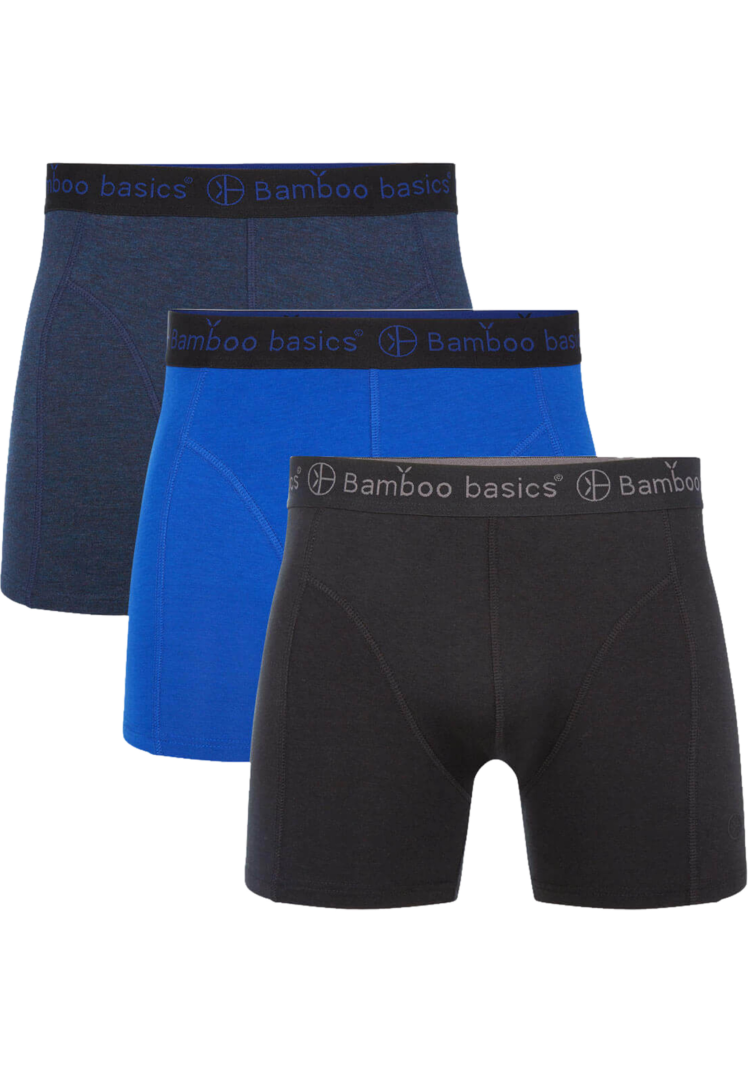 Bamboo Basics Rico boxershorts (3-pack), heren boxershort, zwart, blauw, donkerblauw