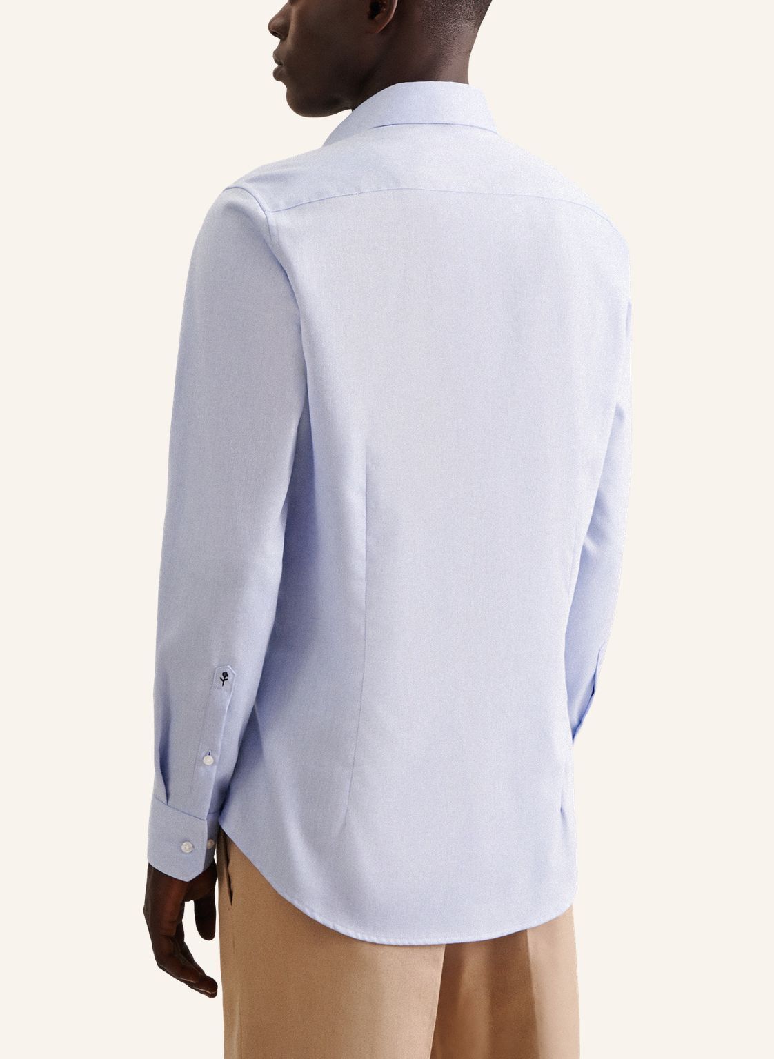 Seidensticker slim fit overhemd, mouwlengte 7, popeline, blauw