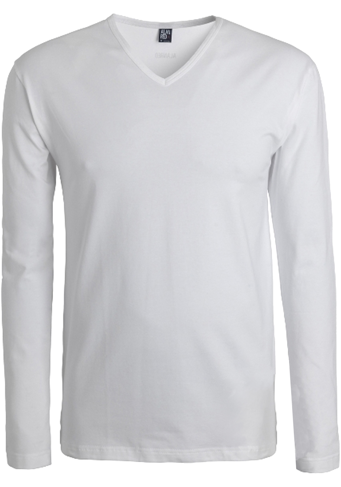 2-alan_red-oslo-wit-2p_HR ALAN RED T-shirts Oslo (2-pack), V-hals lange mouw stretch, wit