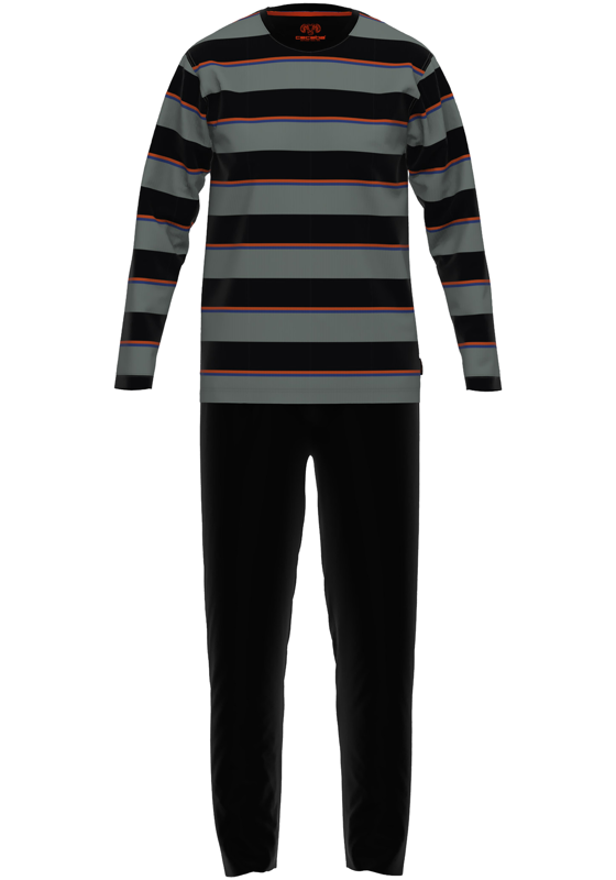 Ceceba heren pyjama O-hals, middengrijs gestreept Ceceba heren pyjama O-hals, middengrijs gestreept