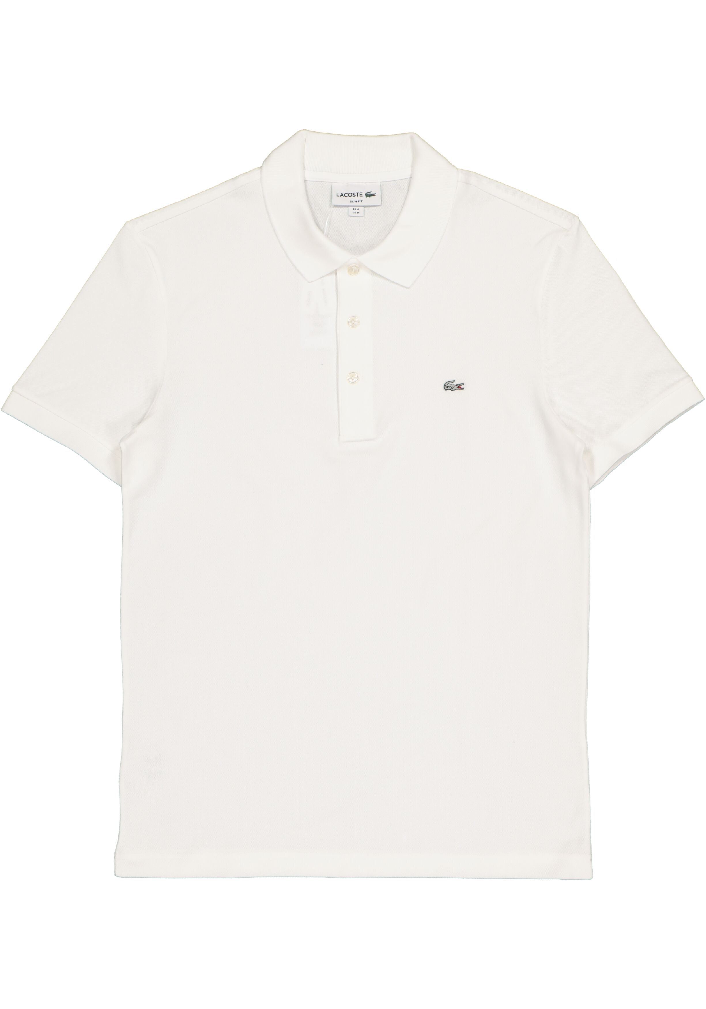 Lacoste stretch slim fit polo, heren polo extra getailleerd, wit