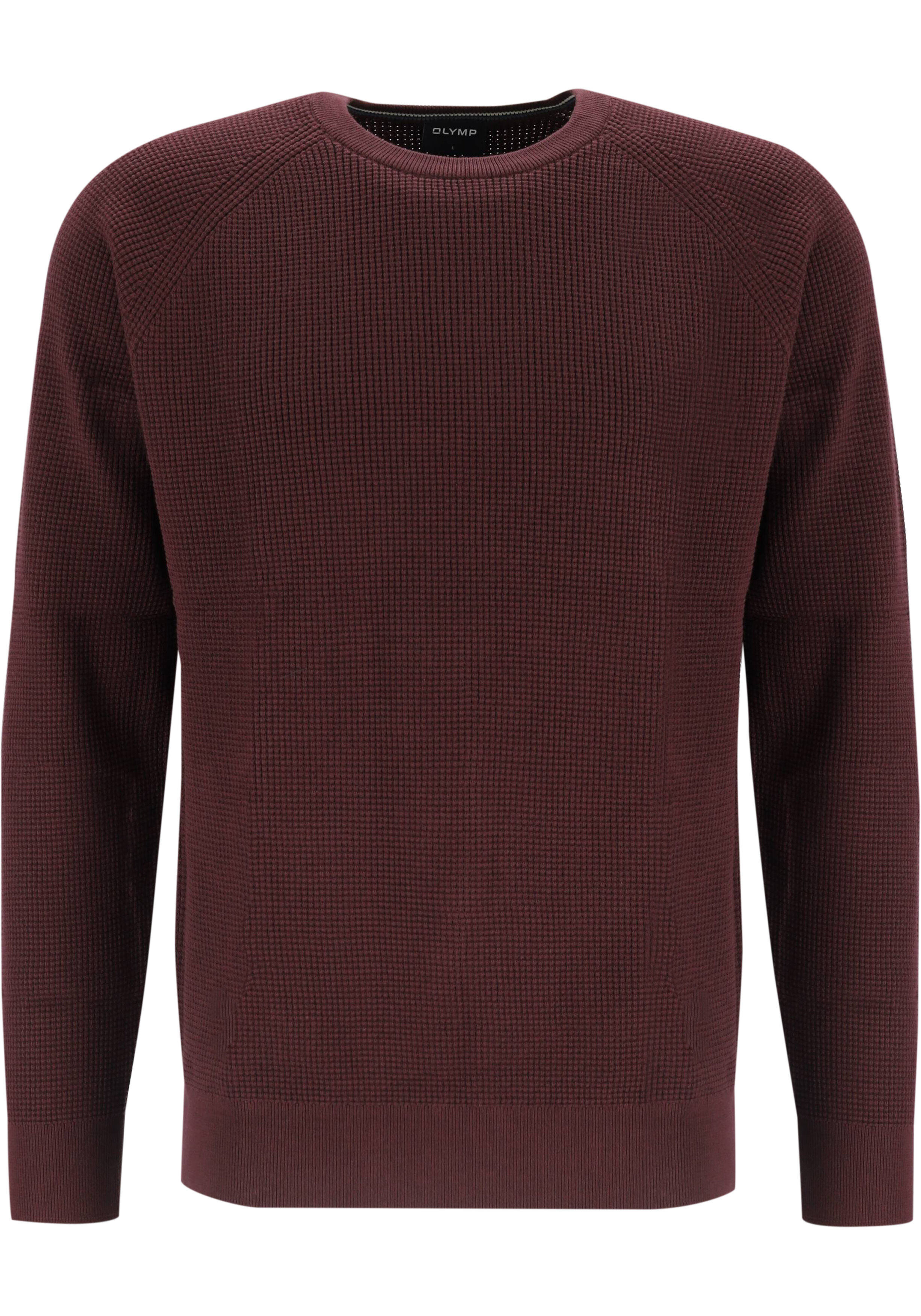 OLYMP Casual modern fit trui structuur, katoenmengsel, O-hals, bordeaux rood