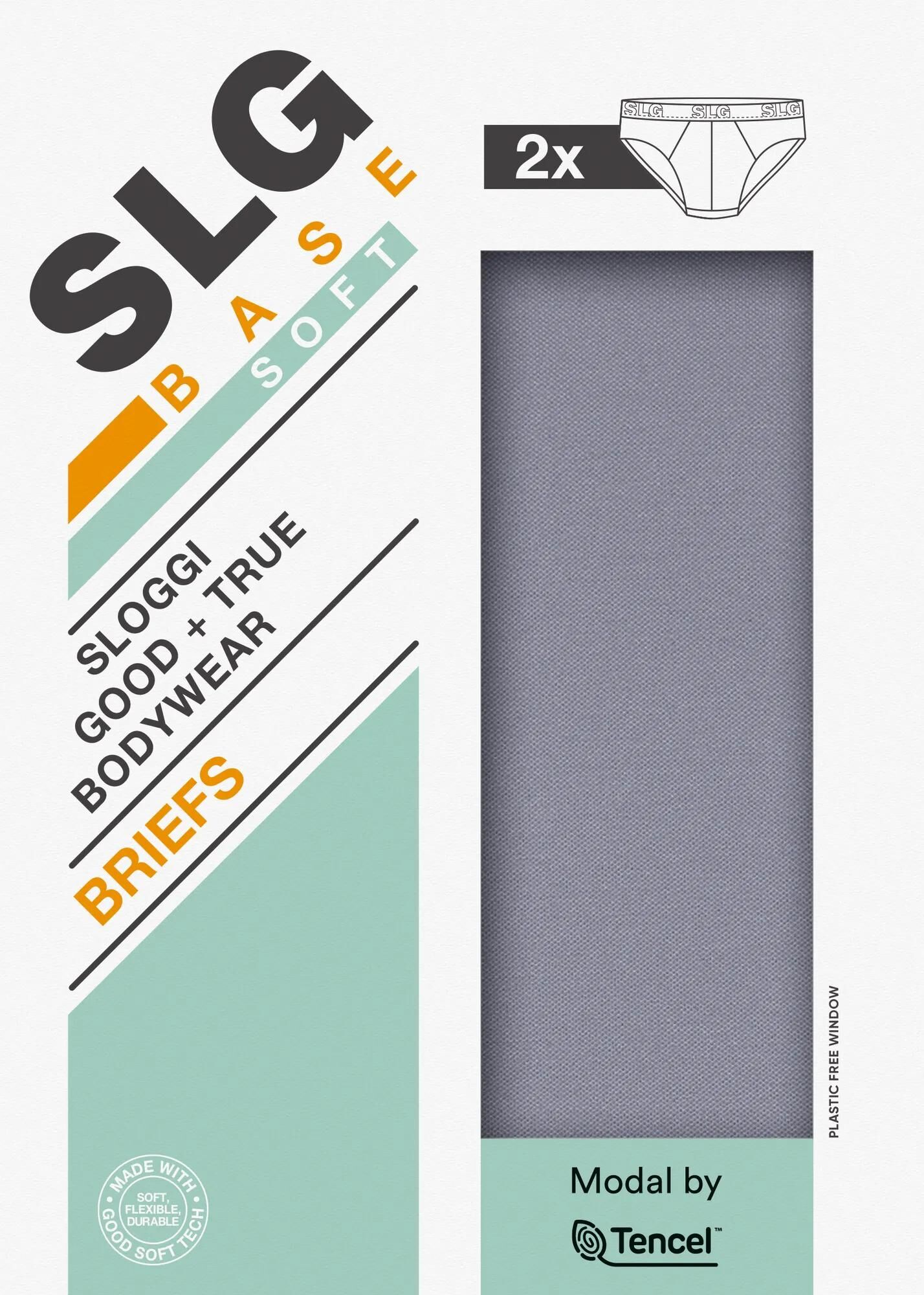 Sloggi Men SLG Base Soft Brief, heren slip (2-pack), grijsblauw