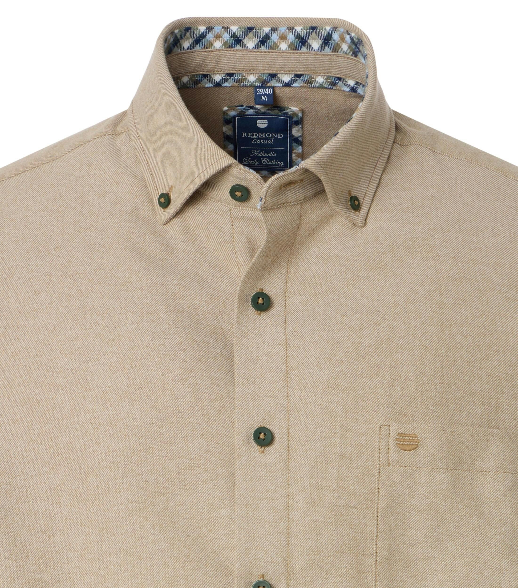 Redmond comfort fit overhemd, flanel, beige