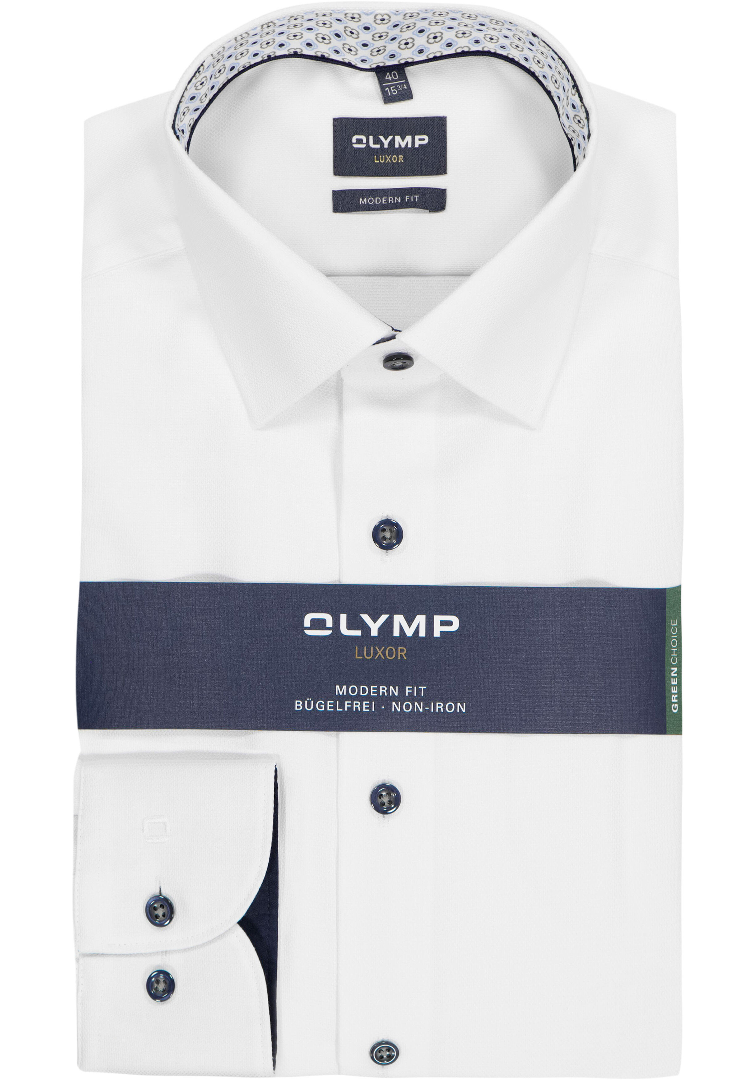 OLYMP Luxor modern fit overhemd, structuur, wit
