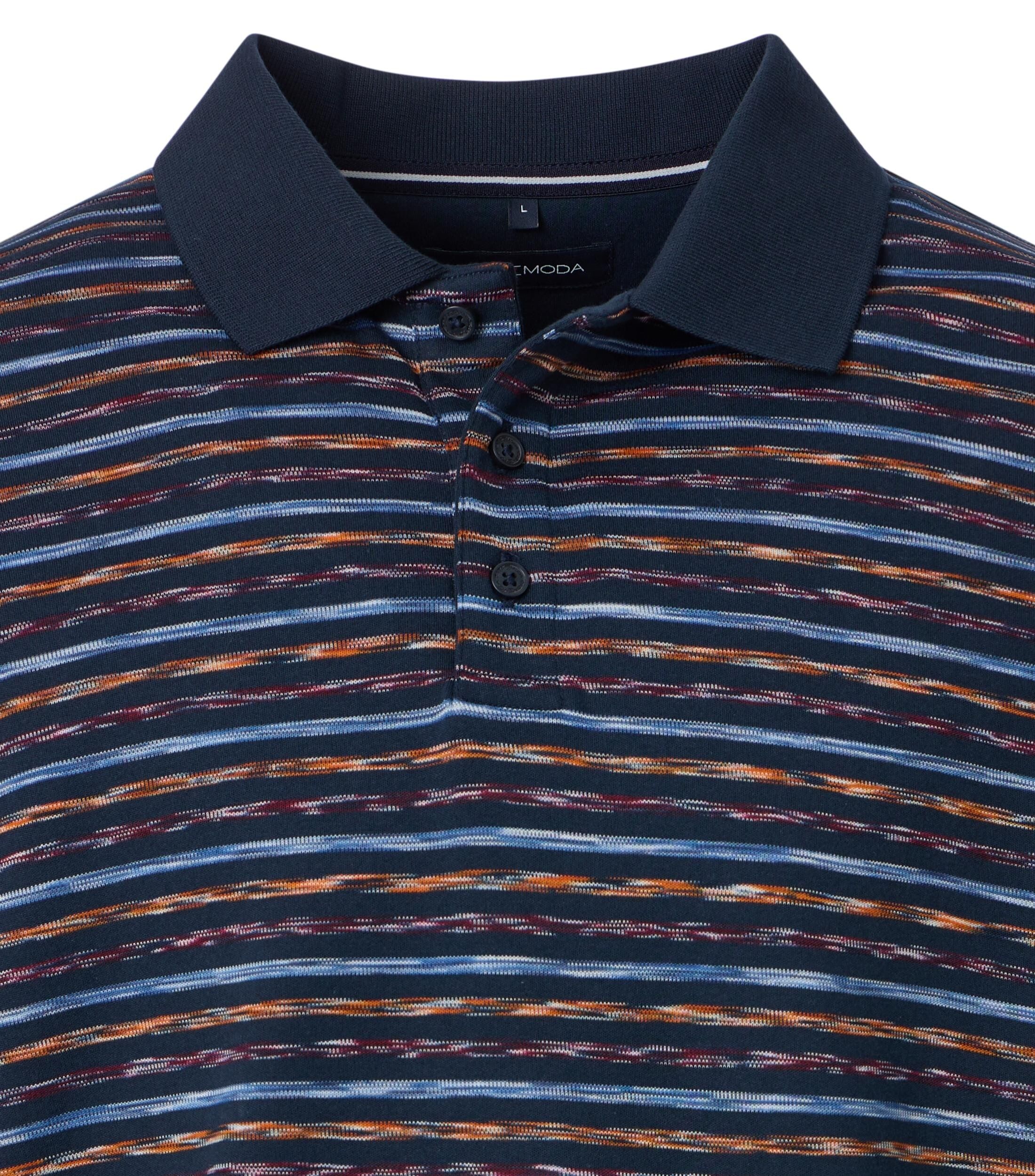 CASA MODA comfort fit heren polo, blauw dessin