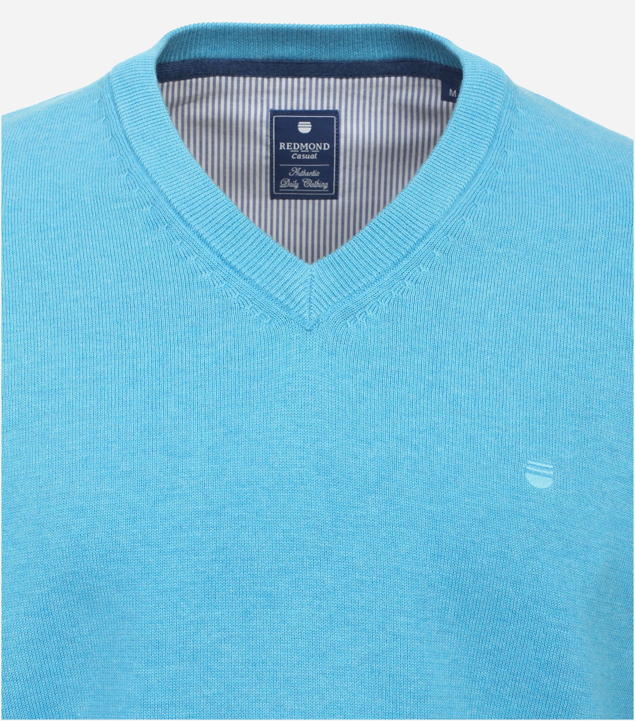 Redmond heren trui katoen, V-hals, blauw (middeldik)