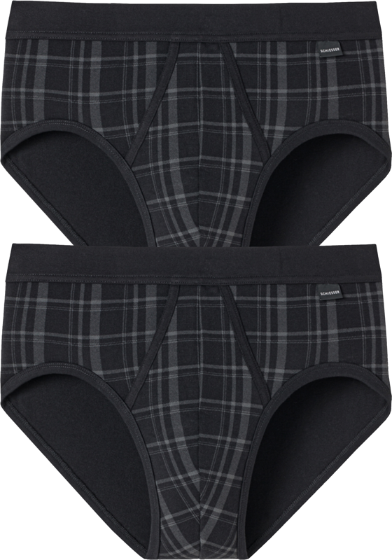 SCHIESSER Original Classics sportslips (2-pack), Feinripp met gulp, zwart geruit SCHIESSER Original Classics sportslips (2-pack), Feinripp met gulp, zwart geruit